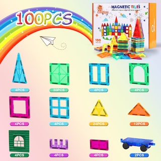 Foto 7 | Juego De Construcción Magnético Cutetiger De 100 Piezas Con Imanes Para Niños - Venta Internacional.