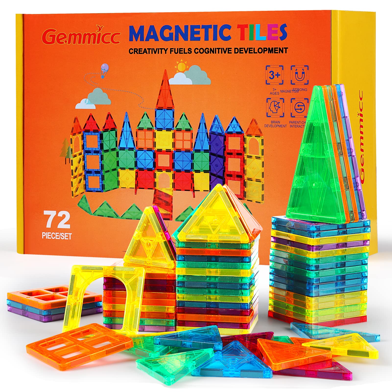 Juego De Azulejos Magnéticos Gemmicc Advanced, 72 Piezas, Para Niños - Venta Internacional.