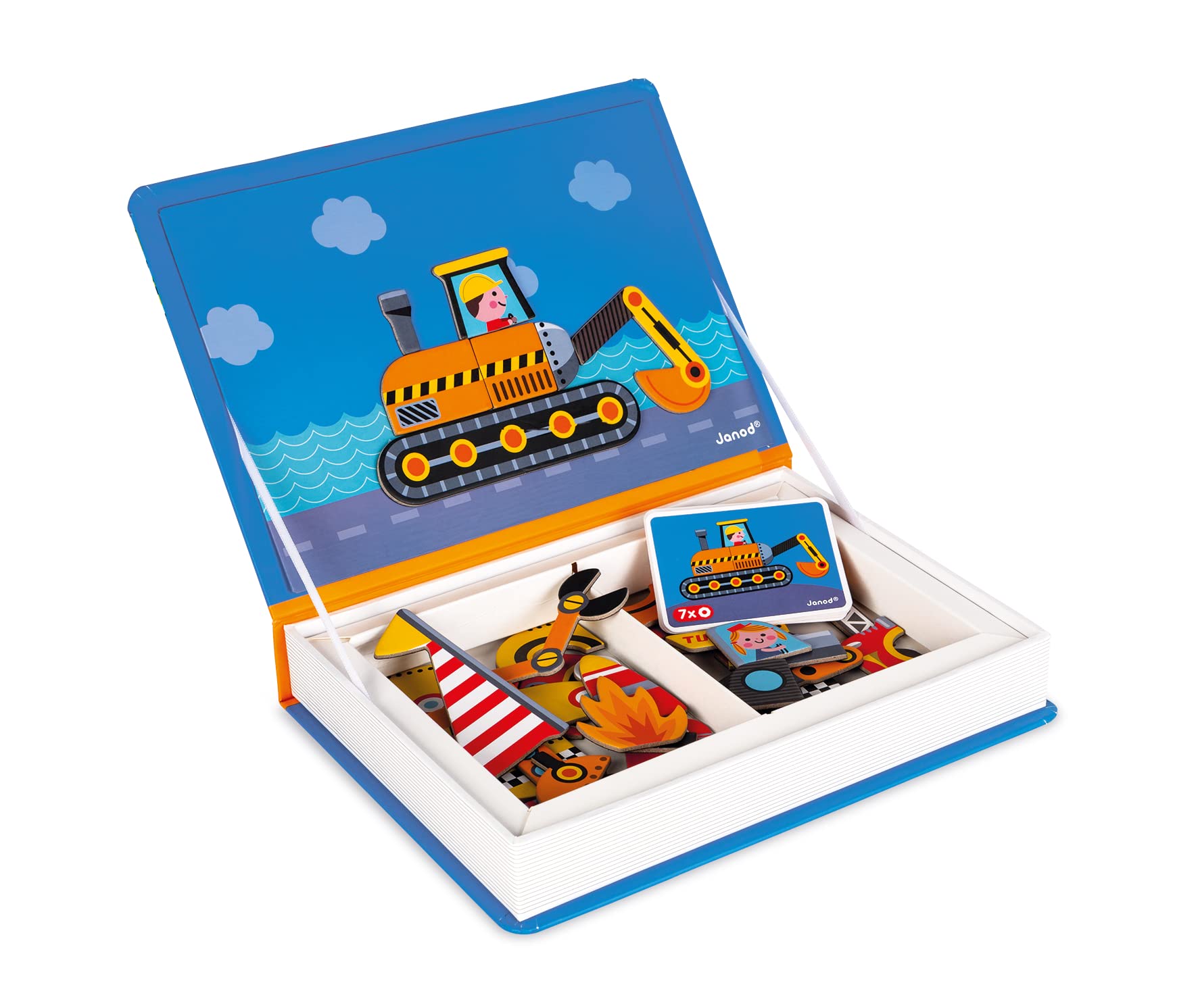 Juego De Vehículos Magnetic Racers Janod Magnetibook 69 Piezas Para Mayores De 3 Años - Venta Internacional.