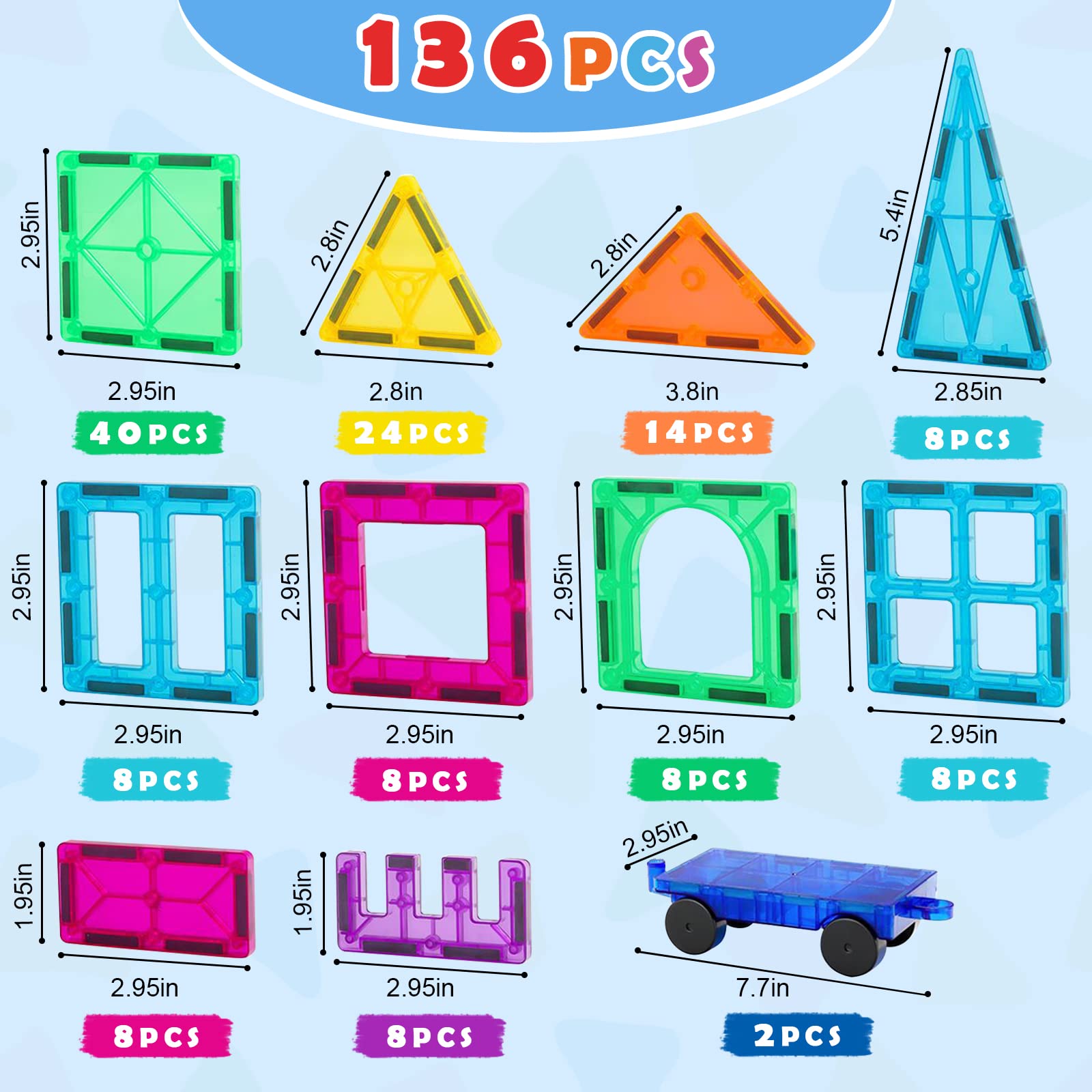 Foto 4 pulgar | Bloques De Construcción Gemmicc Magnetic Tiles Deluxe 136 Unidades Para Niños - Venta Internacional.