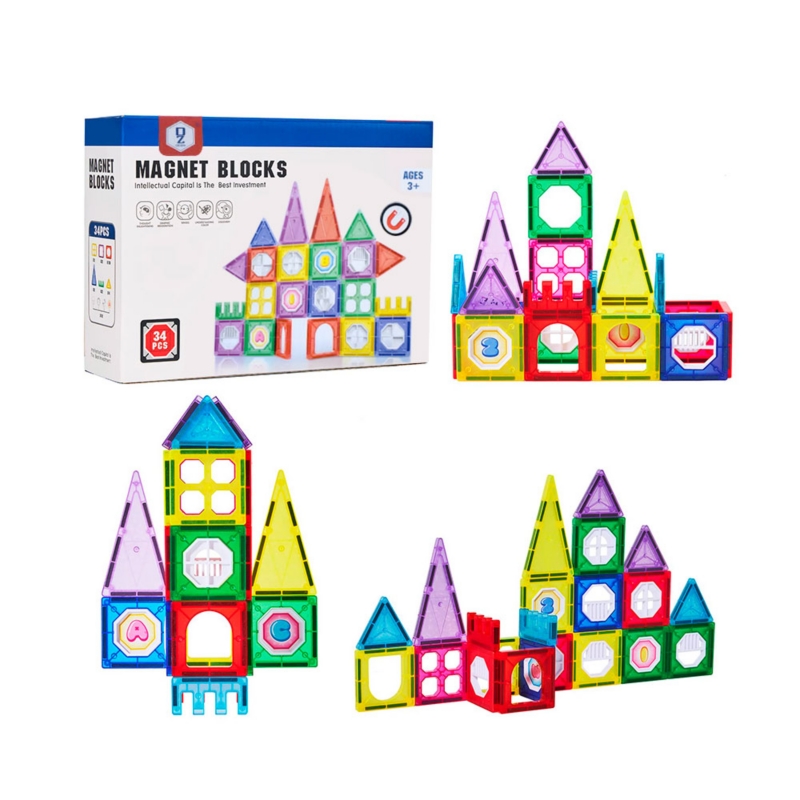 Juego Didáctico Con Bloques Magnéticos Para Niños, 34 Unidades - Venta Internacional.