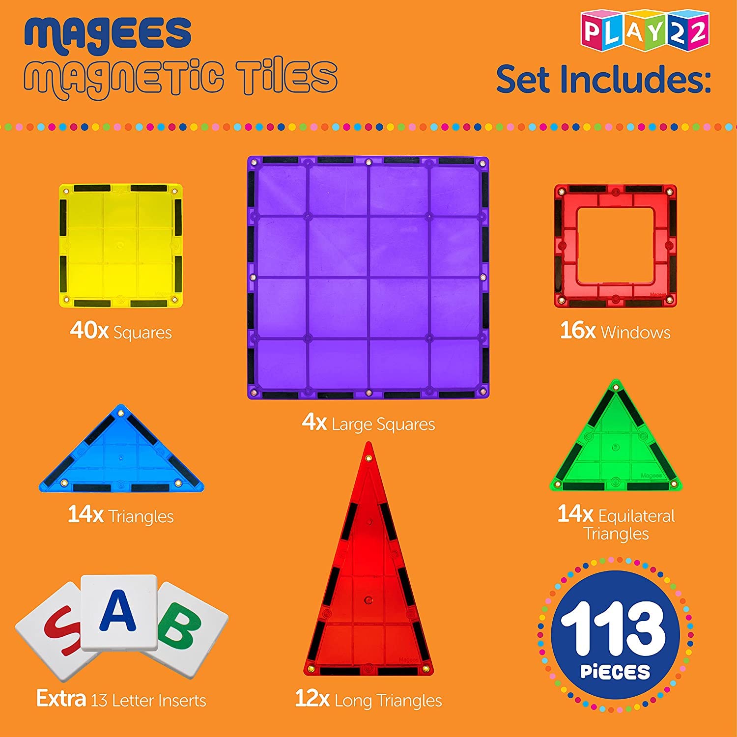 Foto 4 pulgar | Juego Avanzado de Bloques de Construcción con Mosaicos Magnéticos Play22 113 Piezas - Venta Internacional