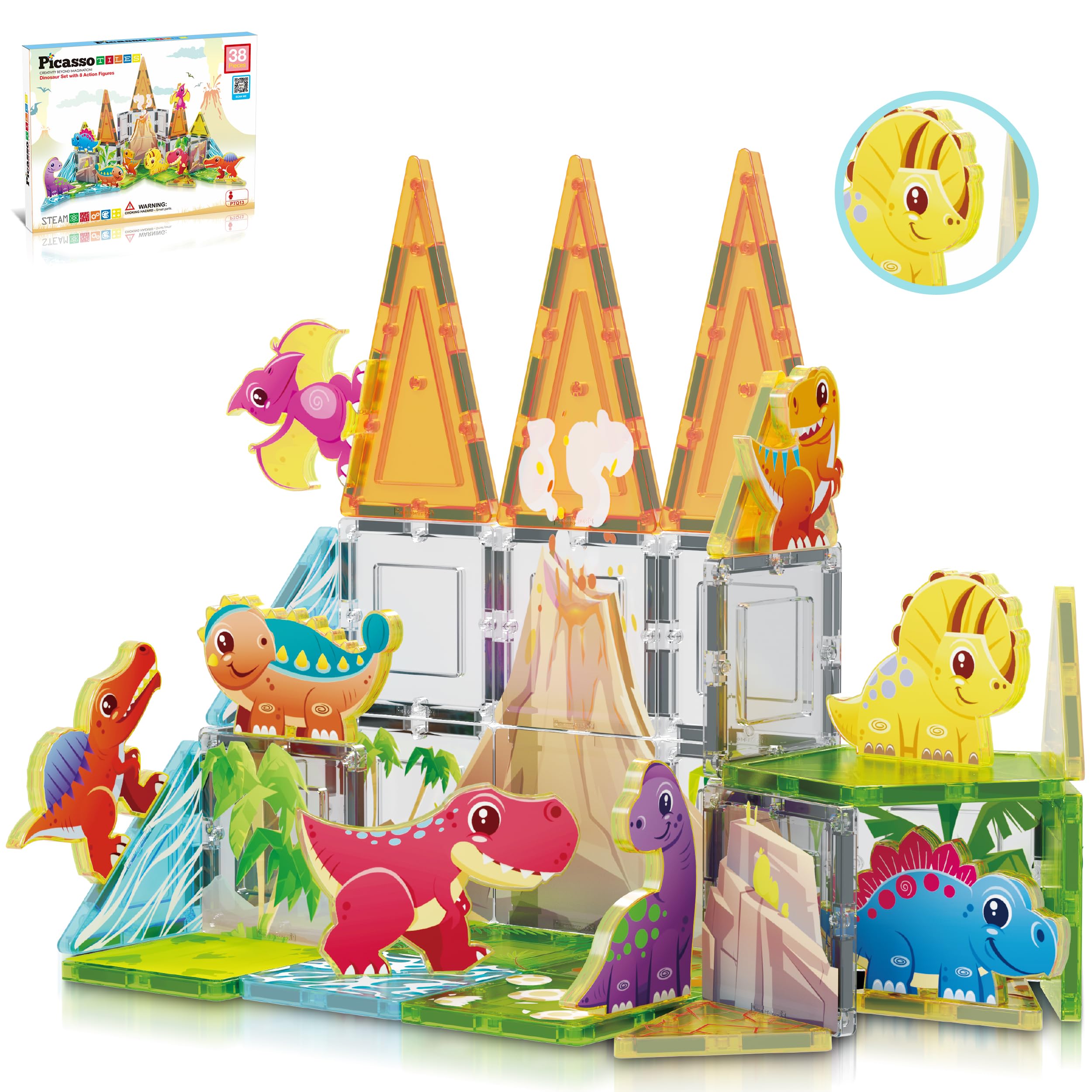 Foto 2 pulgar | Juego de Construcción PicassoTiles con 30 Piezas y 8 Figuras de Dinosaurio - Venta Internacional