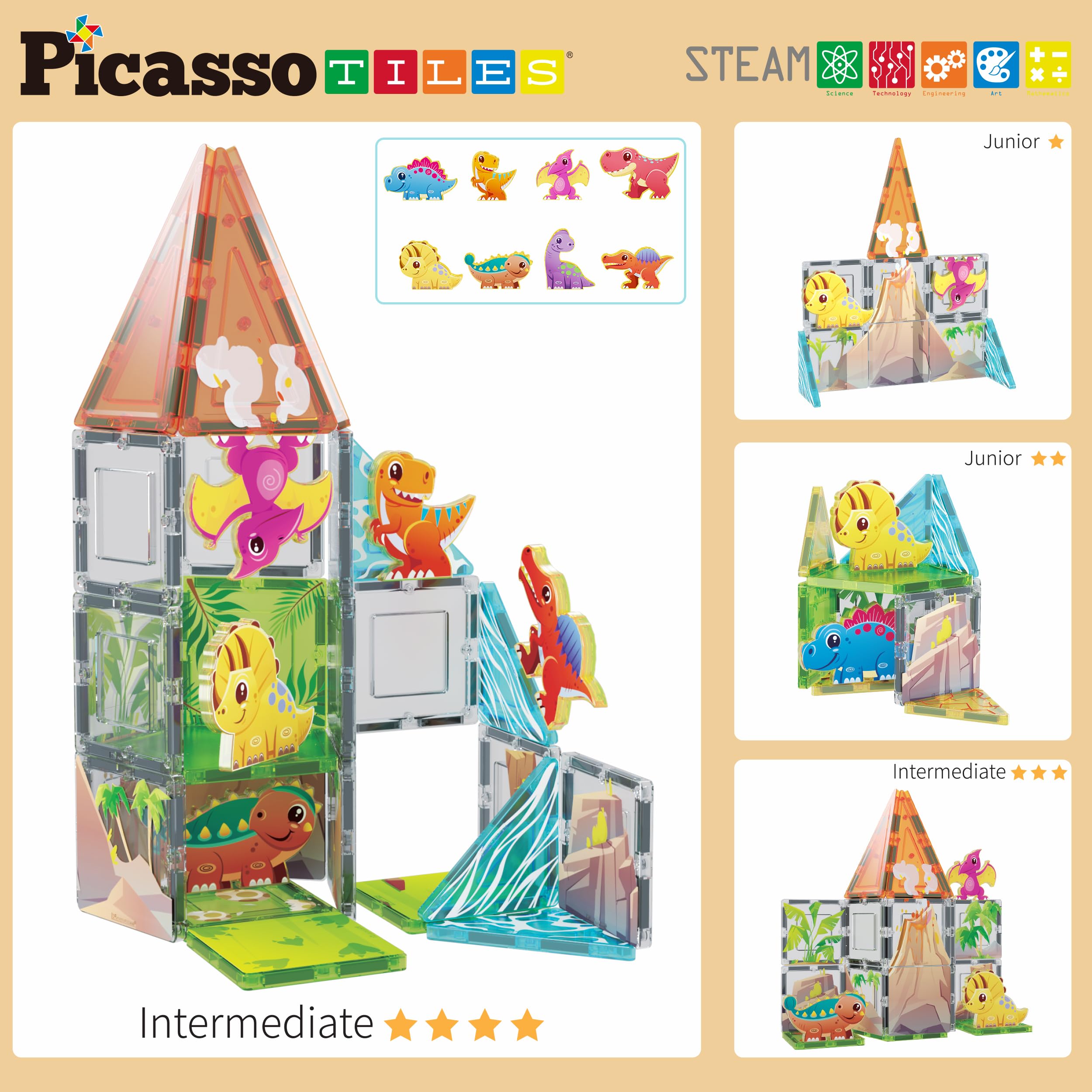 Foto 5 pulgar | Juego de Construcción PicassoTiles con 30 Piezas y 8 Figuras de Dinosaurio - Venta Internacional