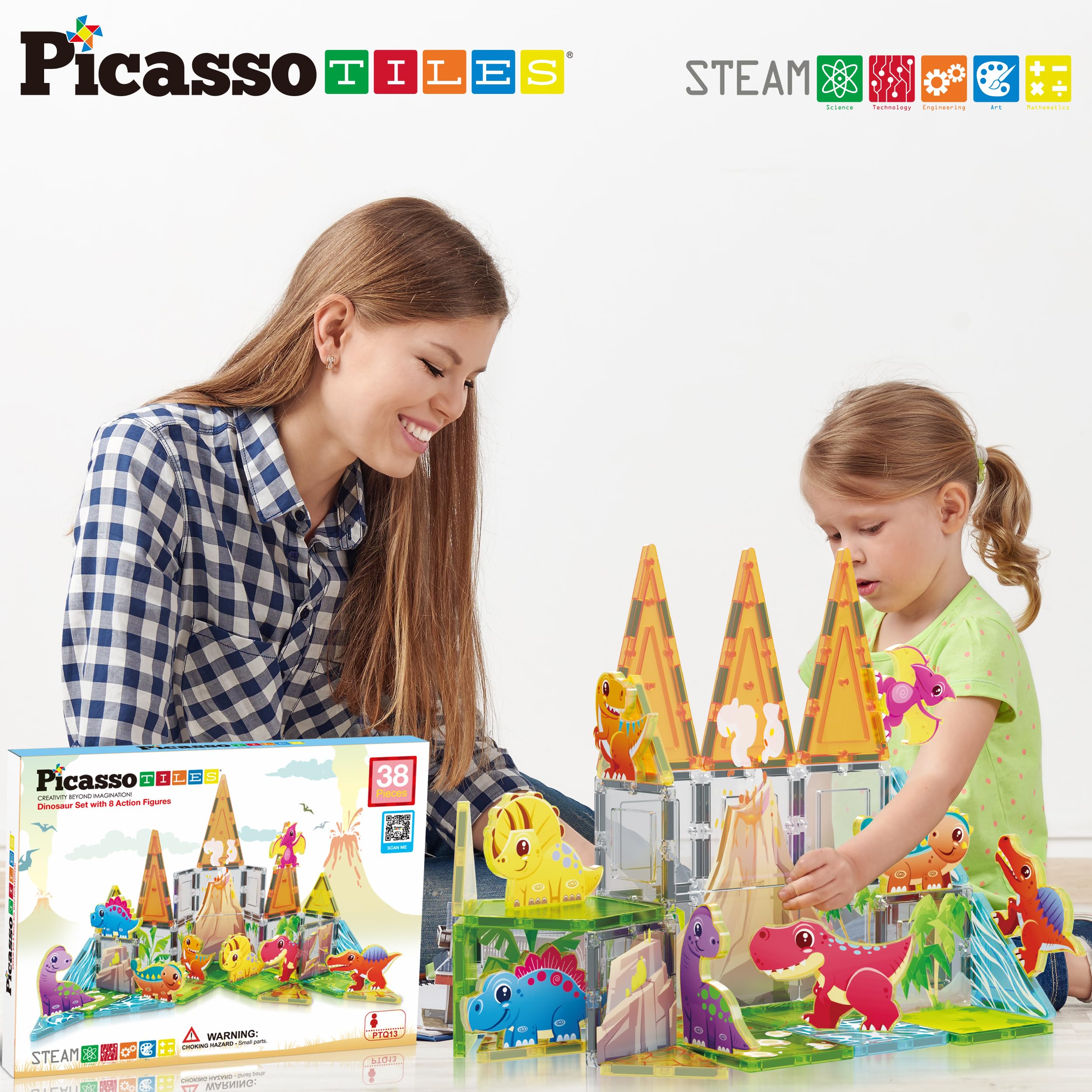Foto 7 pulgar | Juego de Construcción PicassoTiles con 30 Piezas y 8 Figuras de Dinosaurio - Venta Internacional