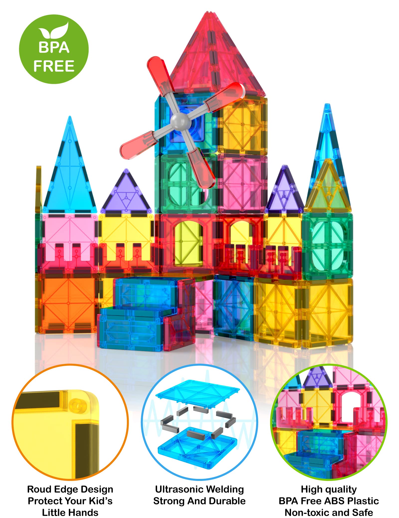Foto 5 pulgar | Juego De Bloques De Construcción Con Azulejos Magnéticos Jasonwell, 100 Piezas Para Niños - Venta Internacional.