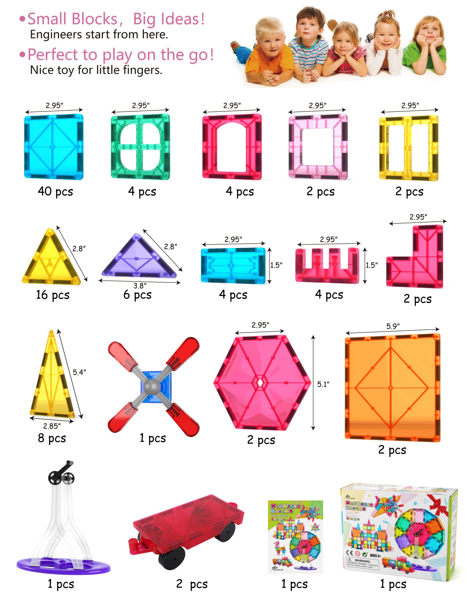 Foto 6 pulgar | Juego De Bloques De Construcción Con Azulejos Magnéticos Jasonwell, 100 Piezas Para Niños - Venta Internacional.