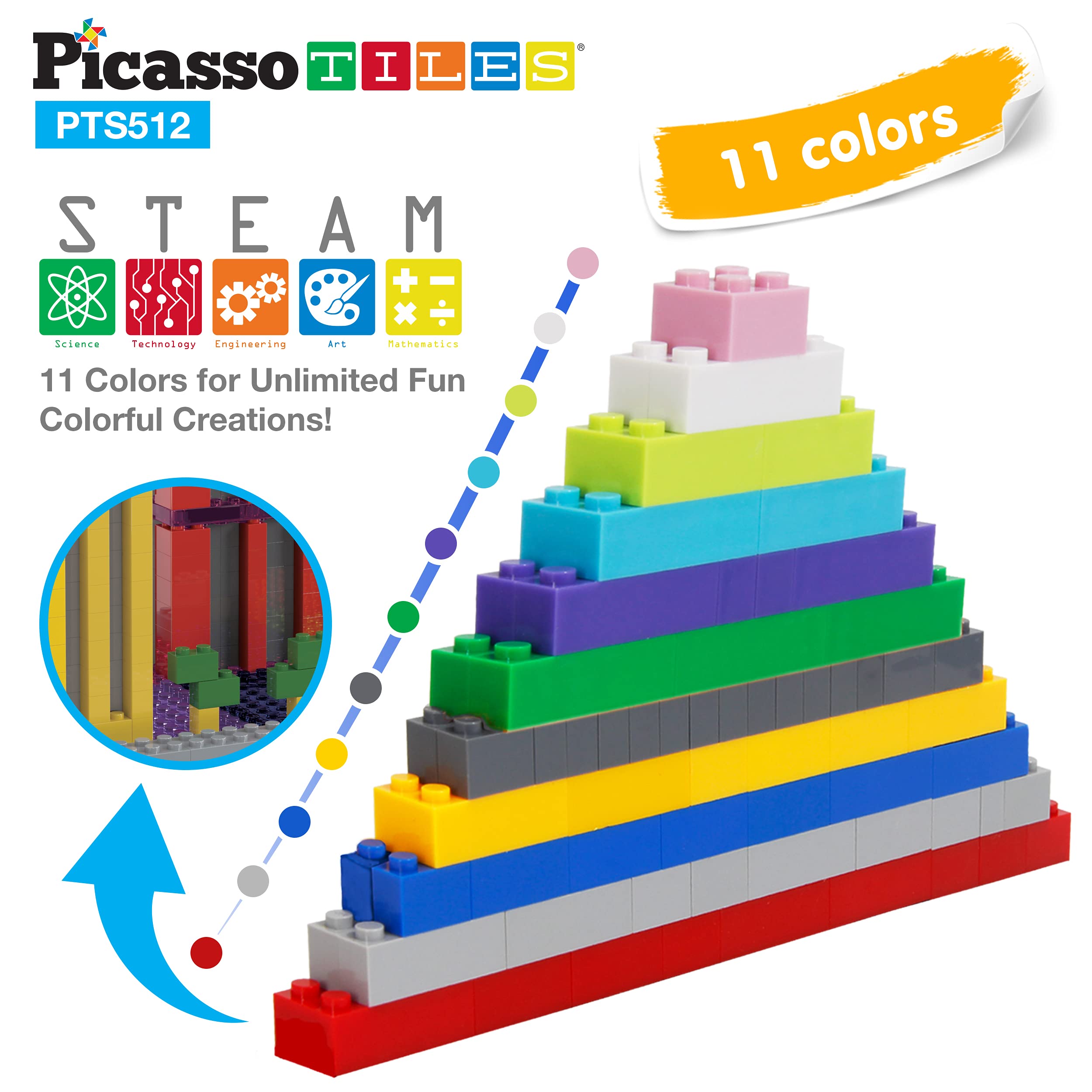 Foto 7 pulgar | Set De Construcción Picassotiles, 512 Unidades, Grand Playset Magnetic - Venta Internacional.