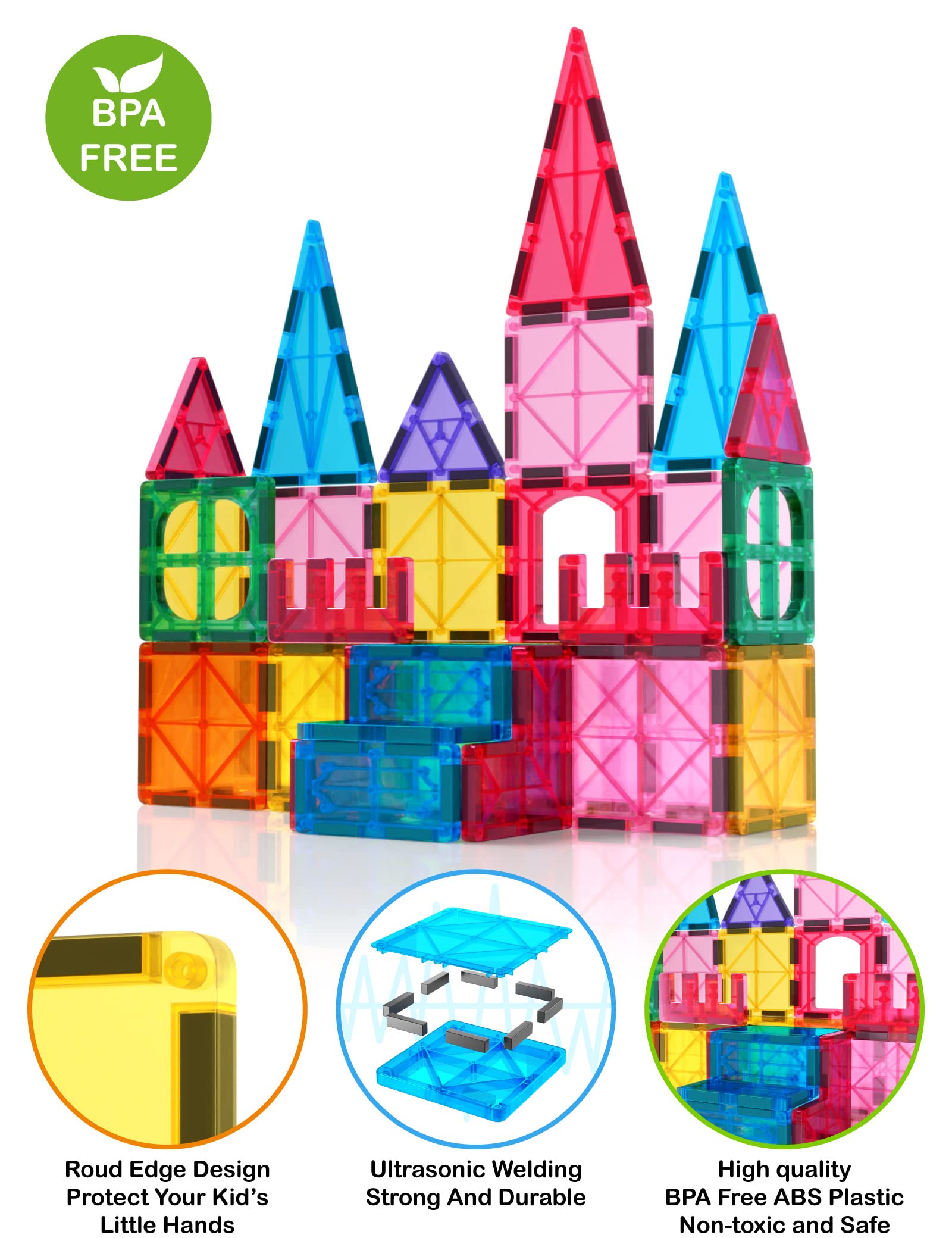 Foto 5 pulgar | Set De Construcción De Azulejos Magnéticos Jasonwell, 57 Piezas, Para Niños De 3 A 10 Años - Venta Internacional.