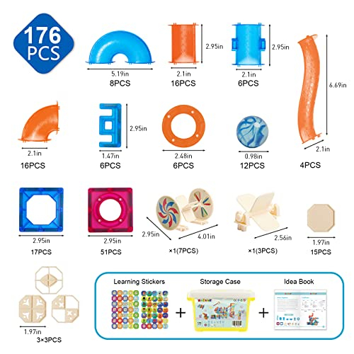 Foto 4 pulgar | Set De Construcción Magnética Magblock Magnetic Tiles 176pcs - Venta Internacional.