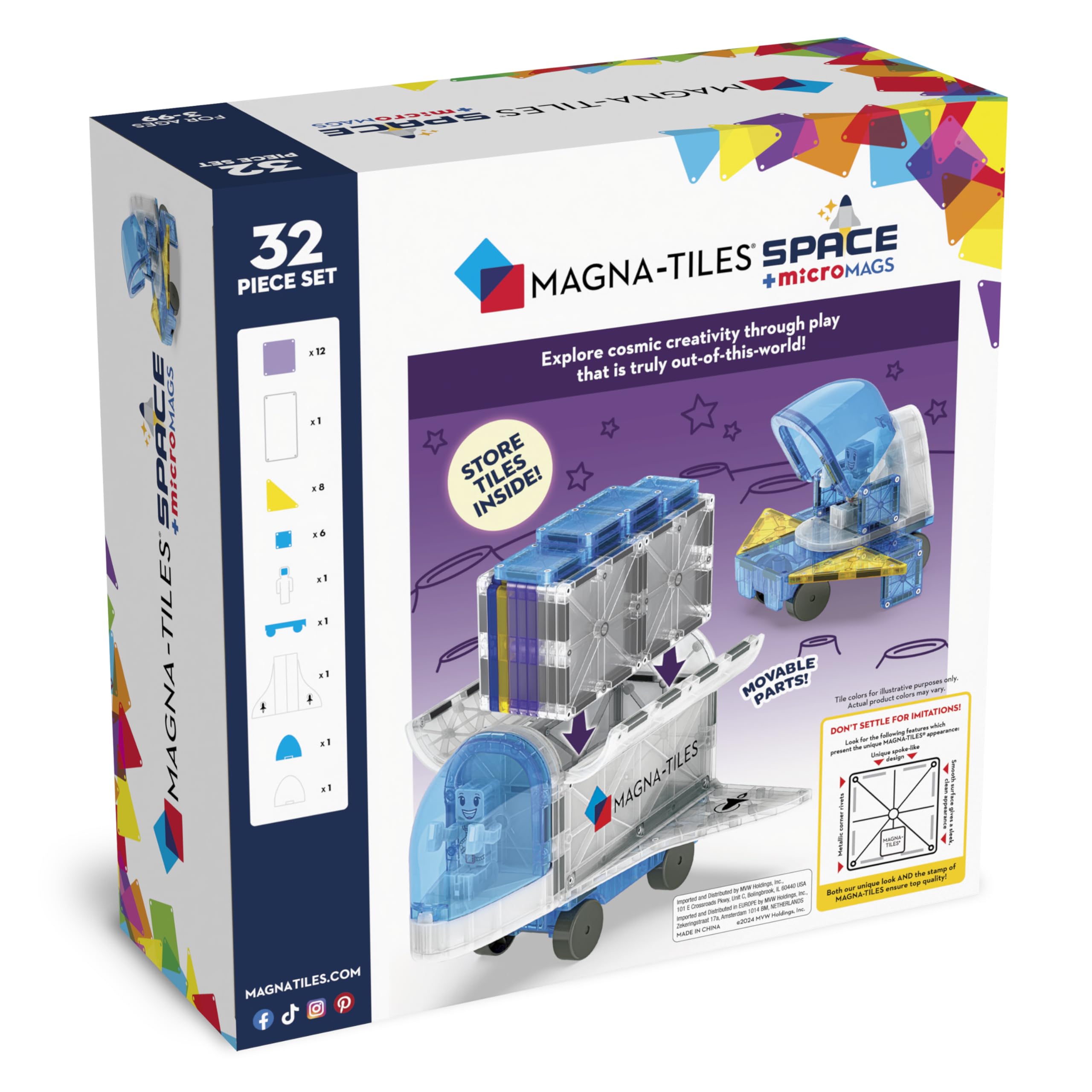 Foto 8 pulgar | Set De Construcción Magna-tiles Space, 32 Piezas, Magnético, Más De 3 Años - Venta Internacional.