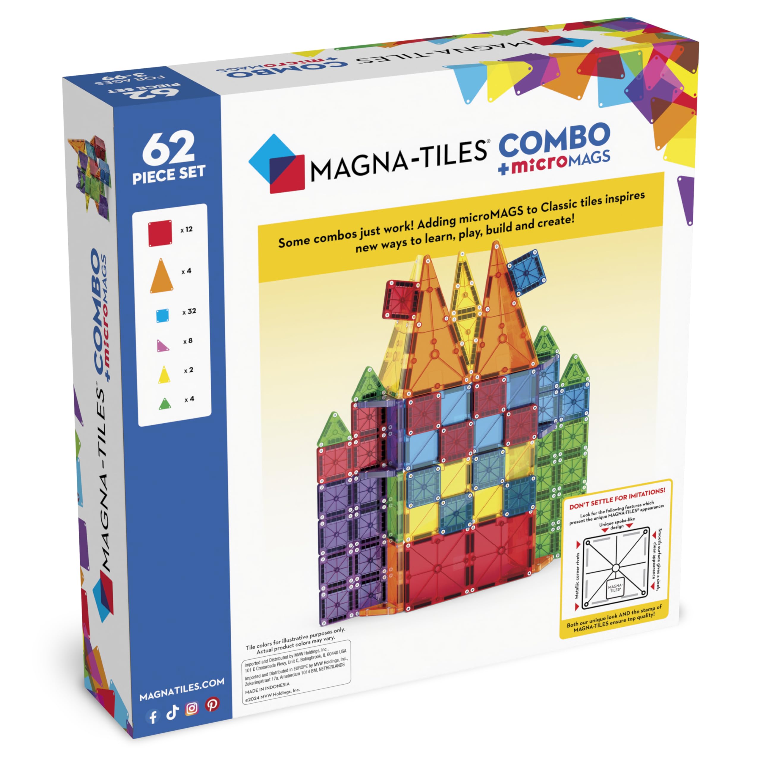 Foto 8 pulgar | Set De Construcción Magnético Magna-tiles Combo 62 Piezas - Venta Internacional.