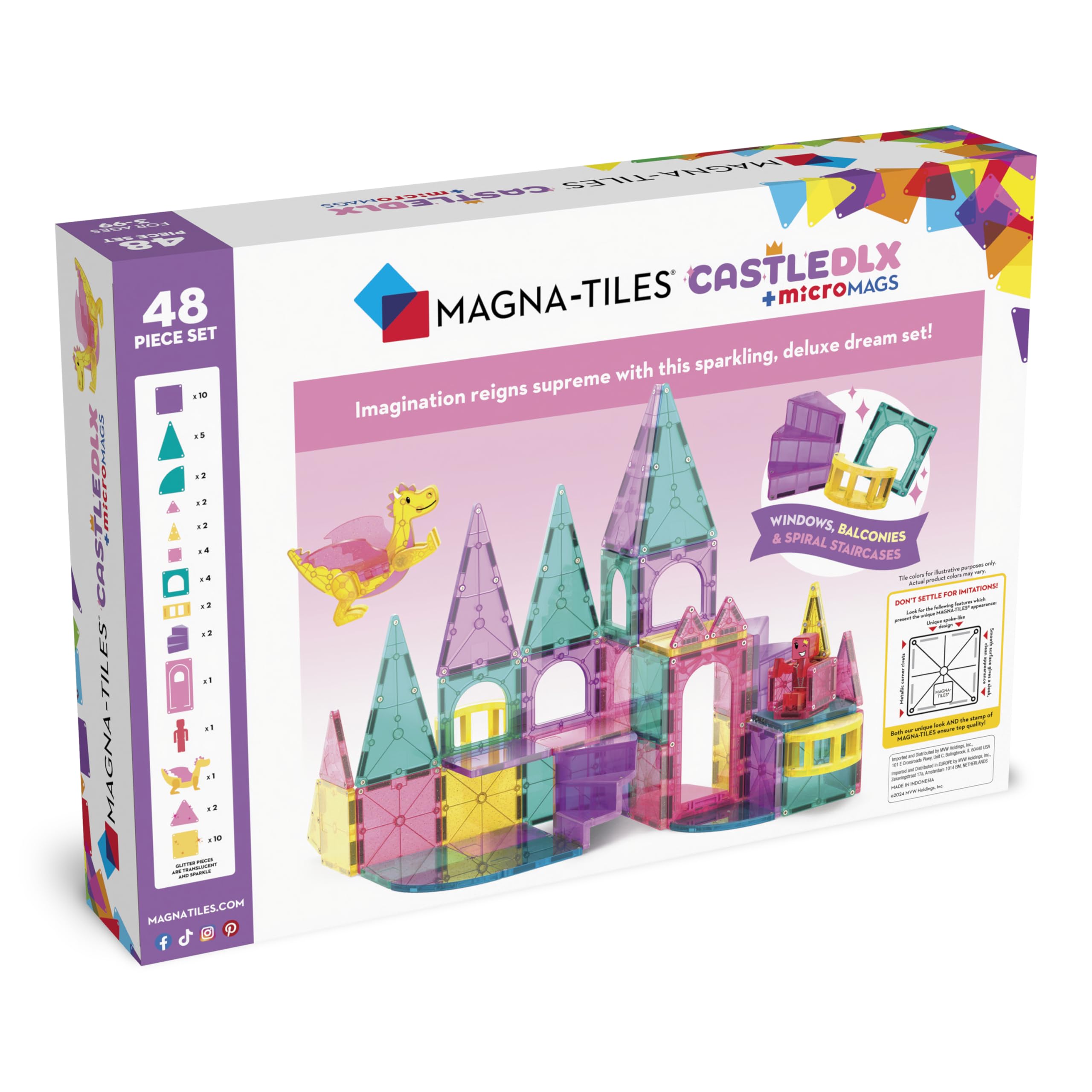 Foto 8 pulgar | Set De Construcción Magna-tiles Castle Dlx De 48 Piezas Con Figuras - Venta Internacional.