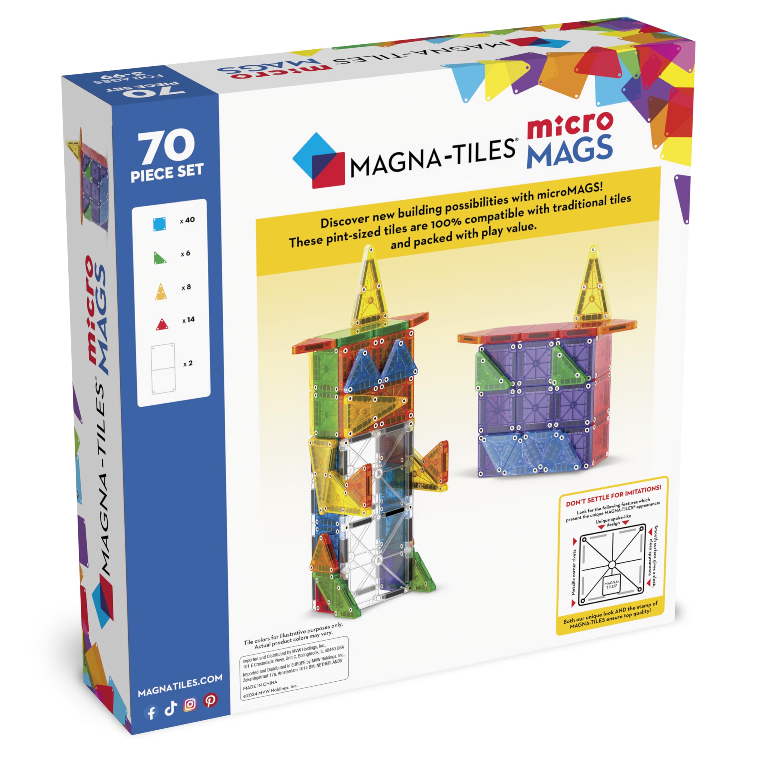 Foto 7 | Set De Construcción Magna-tiles Micromags Deluxe De 70 Piezas - Venta Internacional.