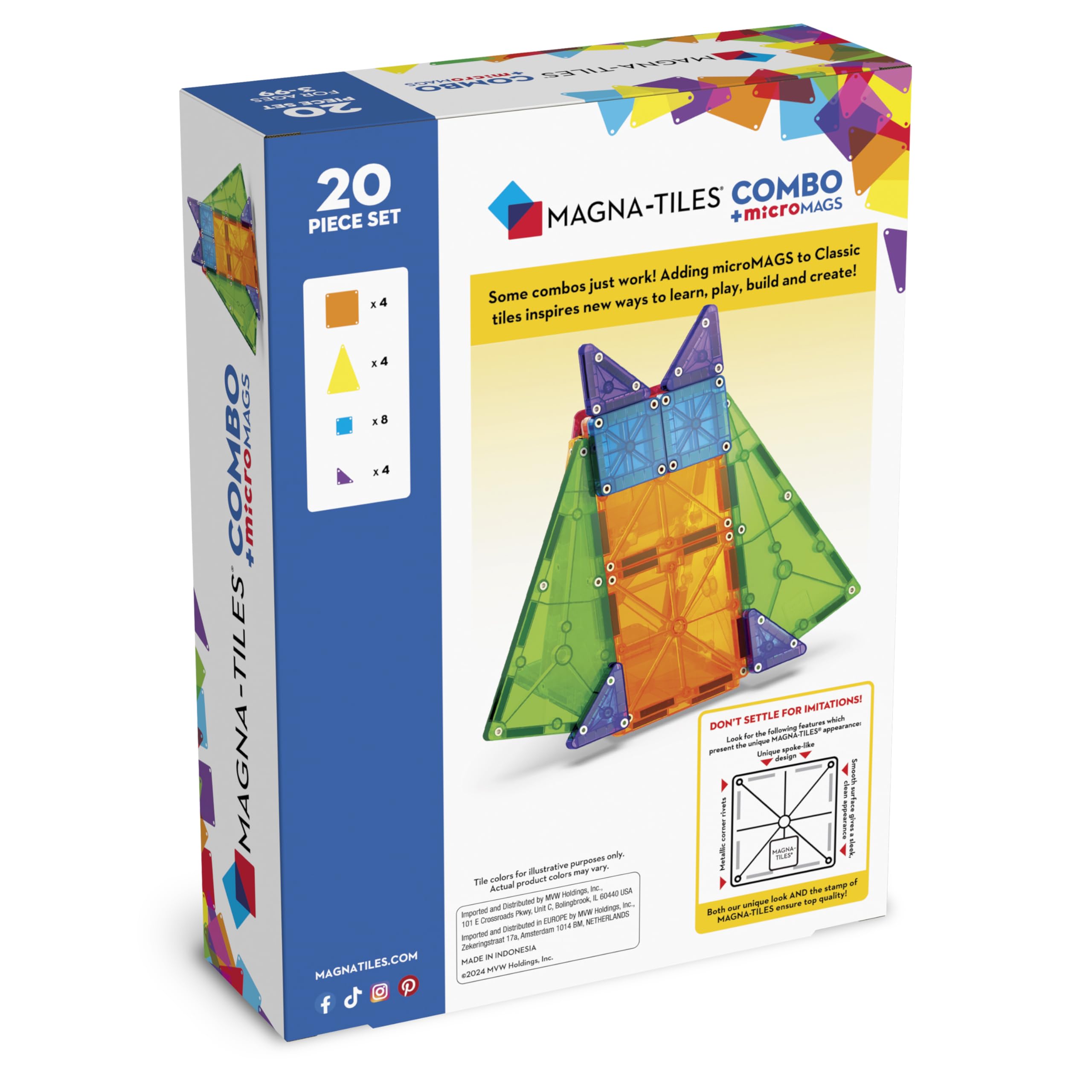 Foto 8 pulgar | Set De Construcción Magnética Magna-tiles Combo De 20 Piezas - Venta Internacional.