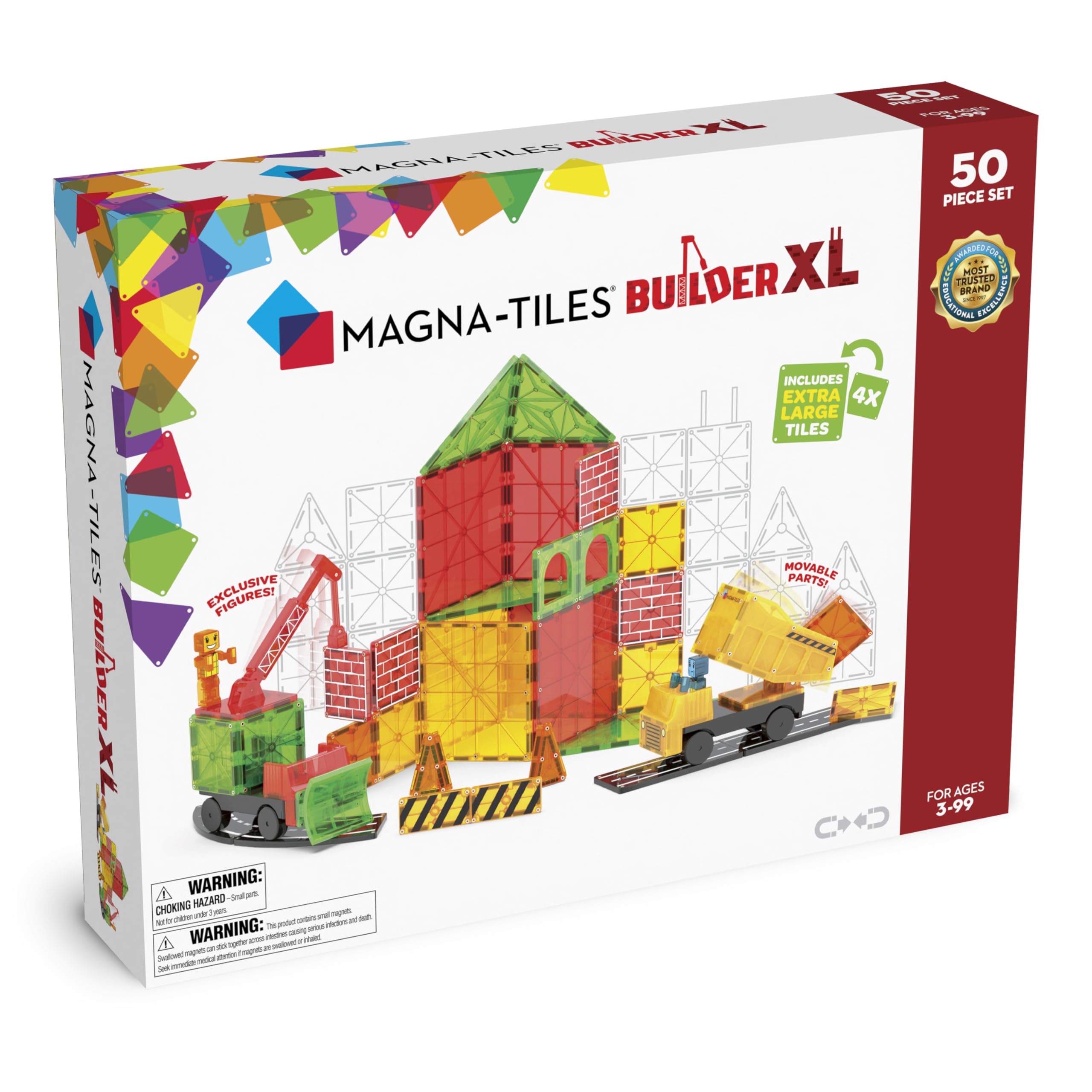 Foto 2 pulgar | Set De Construcción Magna-tiles Builder Xl De 50 Piezas Con Grúa 3+ - Venta Internacional.