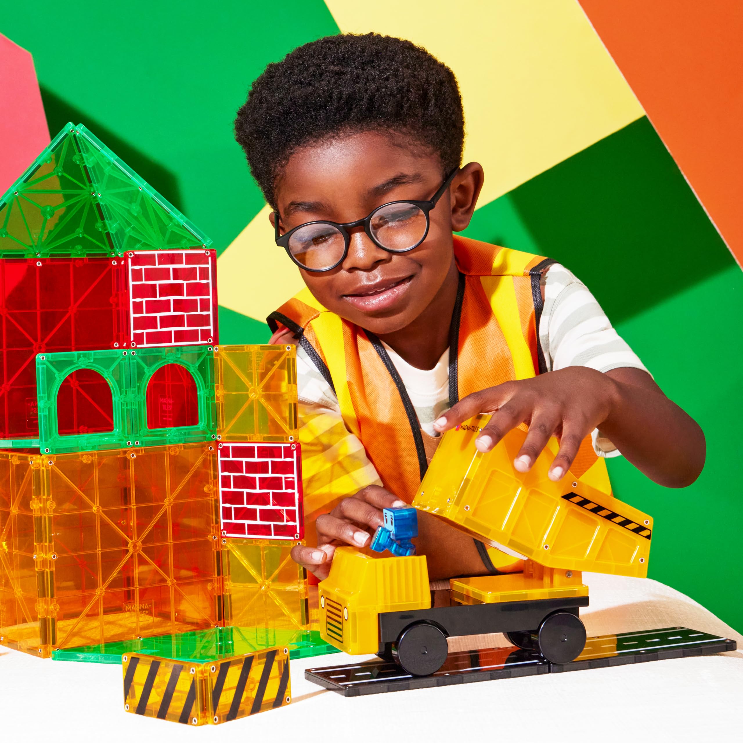 Foto 2 | Set De Construcción Magna-tiles Builder Xl De 50 Piezas Con Grúa 3+ - Venta Internacional.
