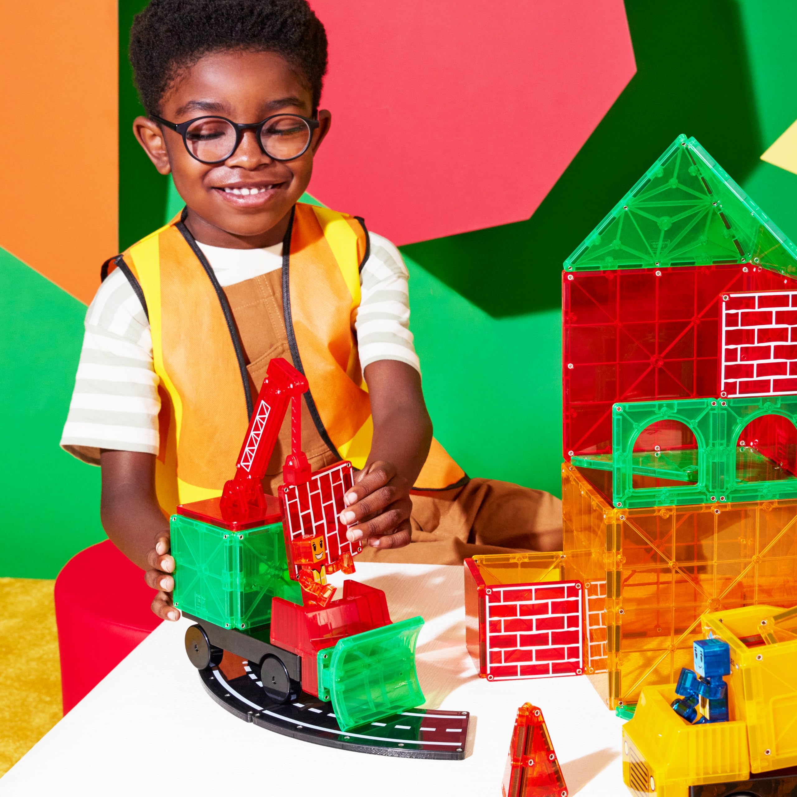 Foto 3 | Set De Construcción Magna-tiles Builder Xl De 50 Piezas Con Grúa 3+ - Venta Internacional.