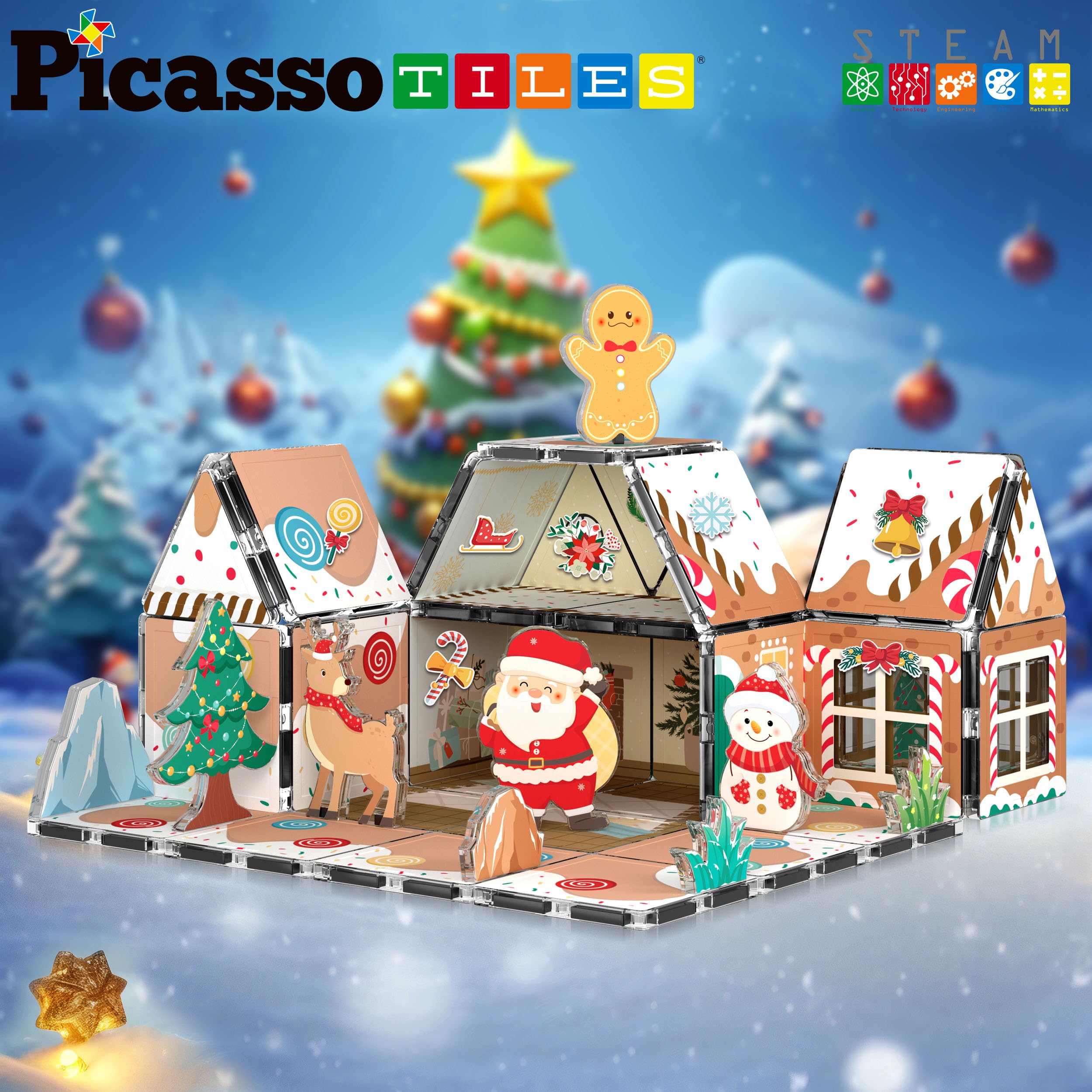 Foto 4 pulgar | Bloques De Construcción Magnéticos Picassotiles Gingerbread House Ptq09 - Venta Internacional.