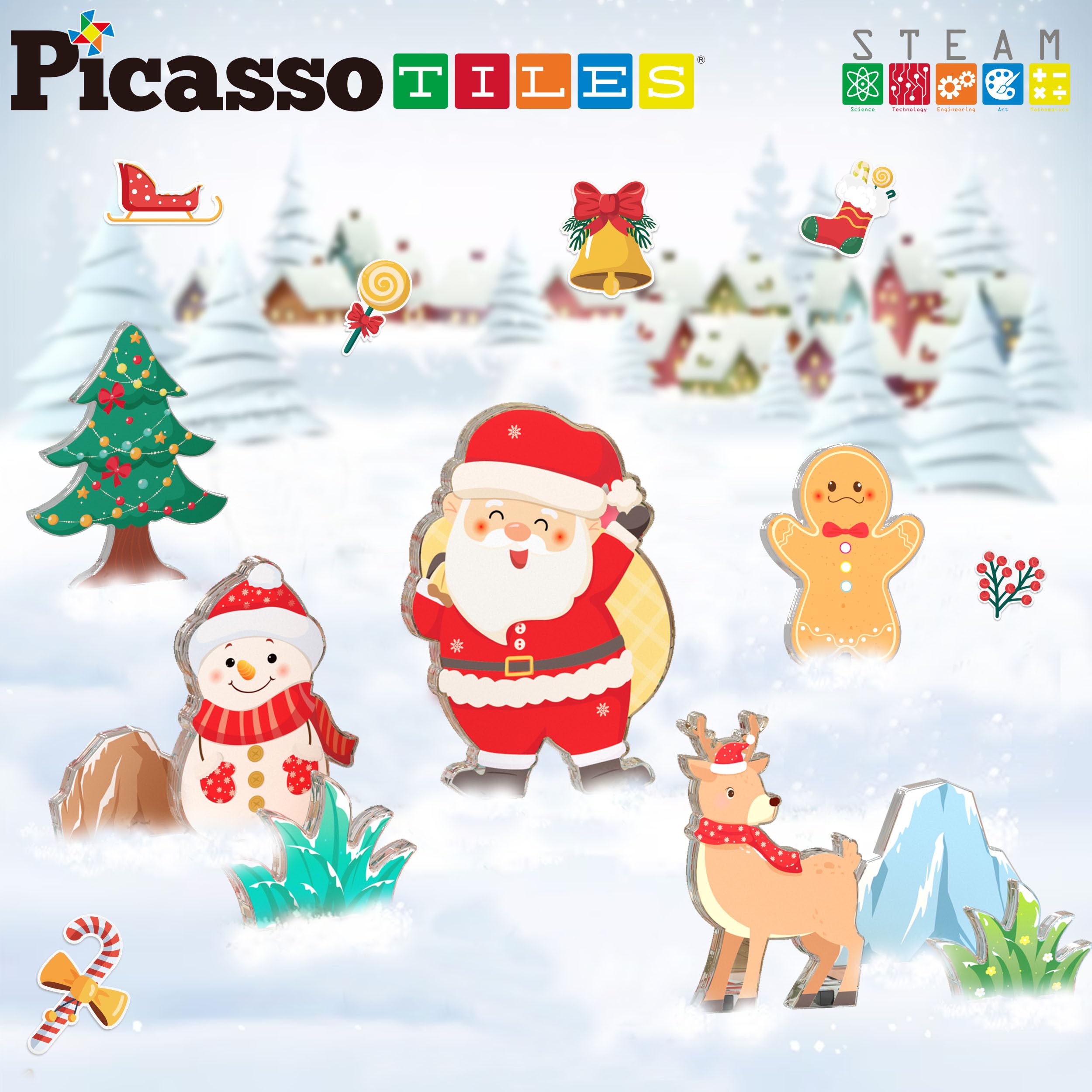 Foto 5 | Bloques De Construcción Magnéticos Picassotiles Gingerbread House Ptq09 - Venta Internacional.