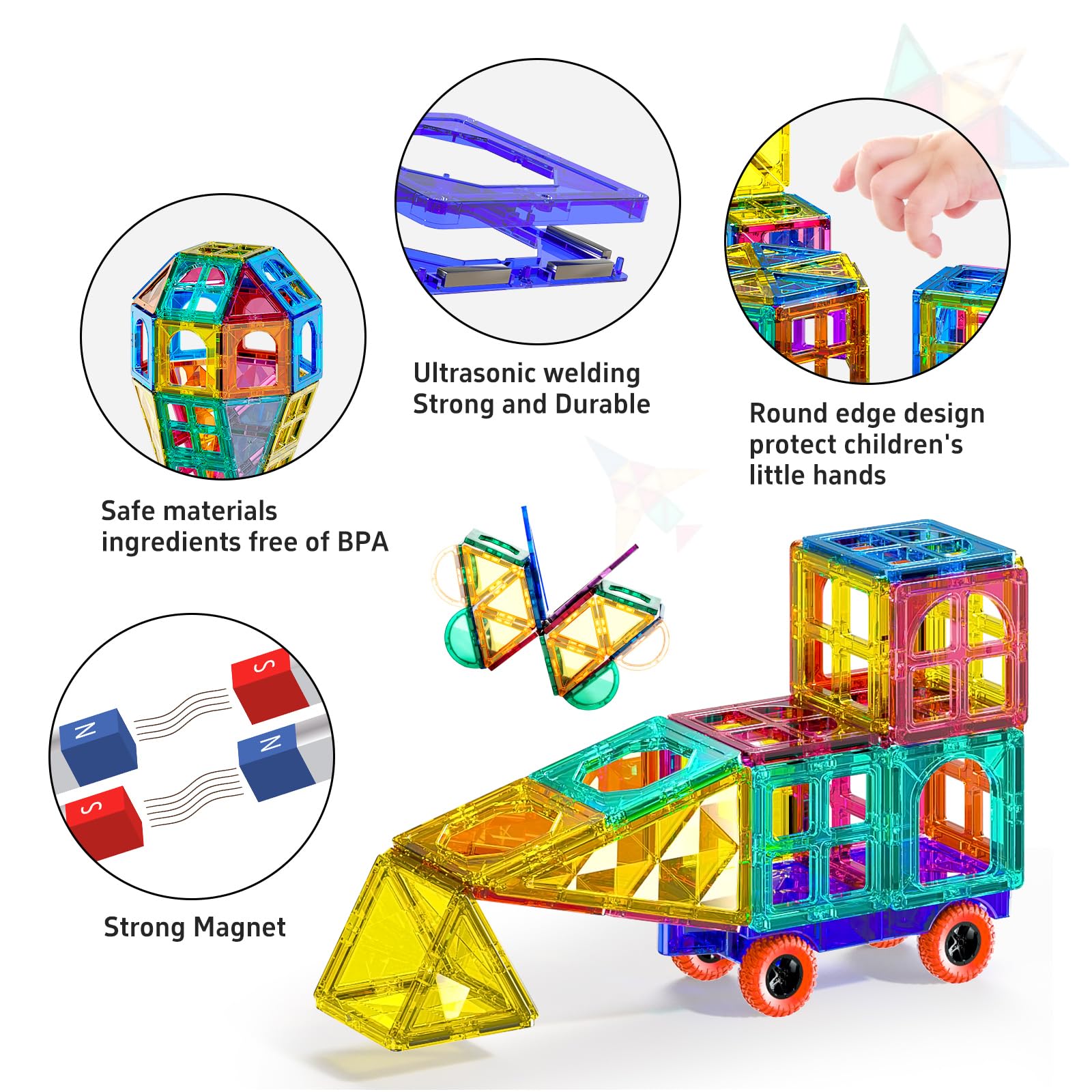 Foto 5 pulgar | Set De Construcción Magnético Temi Magnetic Tiles, 80 Piezas, Para Niños A Partir De 3 Años - Venta Internacional.
