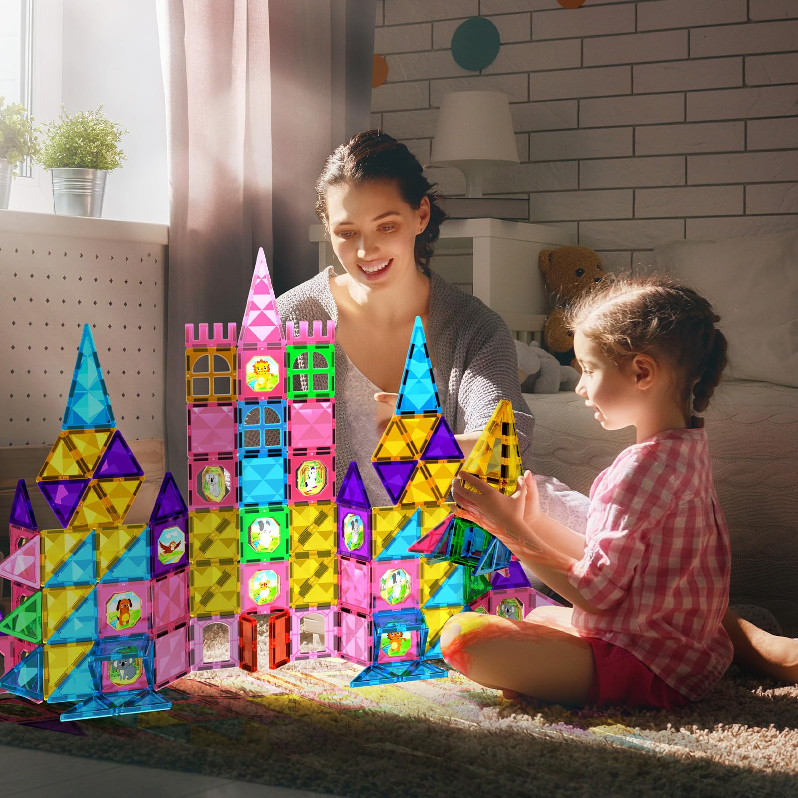 Foto 7 | Set De Construcción De Azulejos Magnéticos Jasonwell Con Figuras De Animales De Más De 3 Años - Venta Internacional.