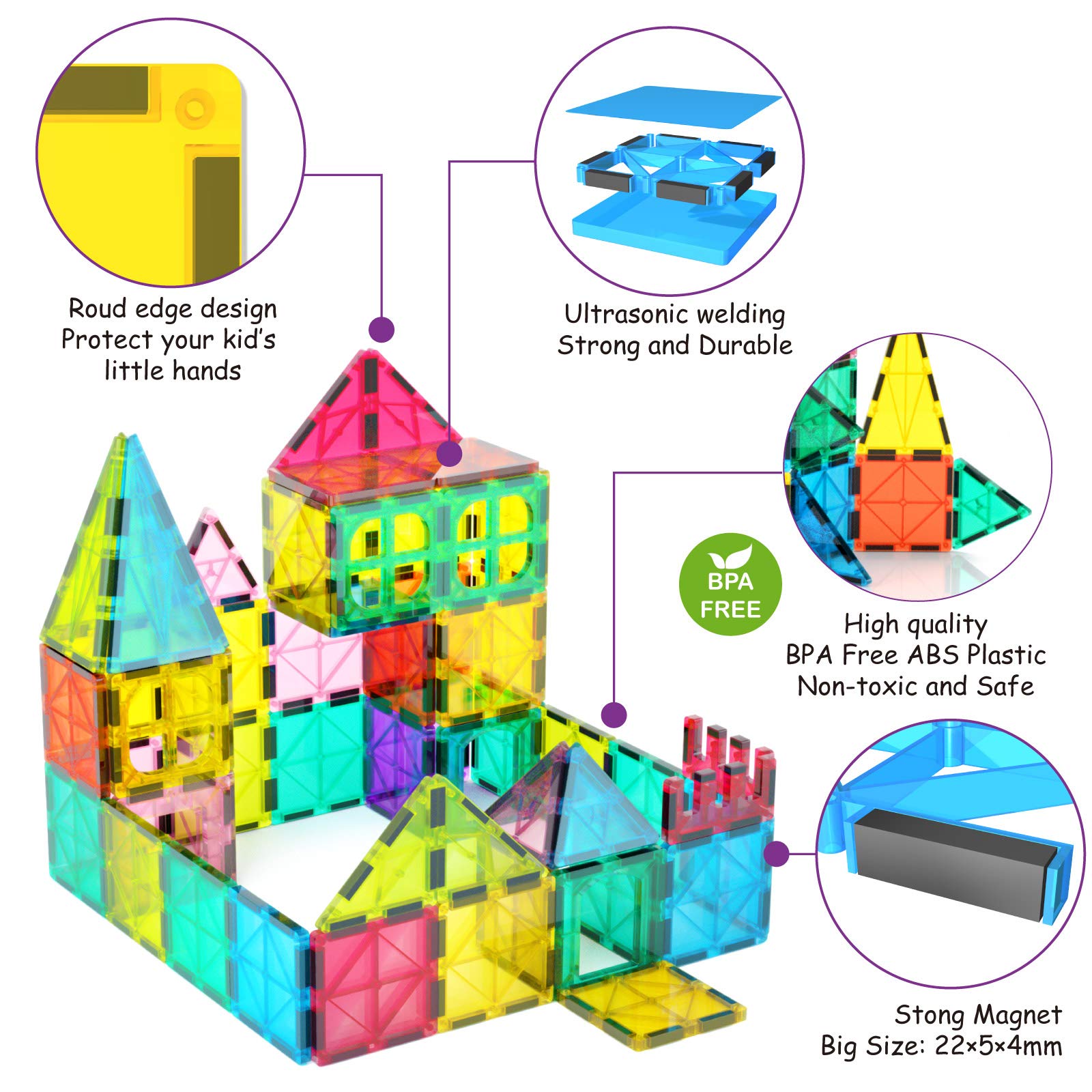 Foto 3 pulgar | Set De Construcción De Azulejos Magnéticos Jasonwell Con Imán 3d Para Niños - Venta Internacional.
