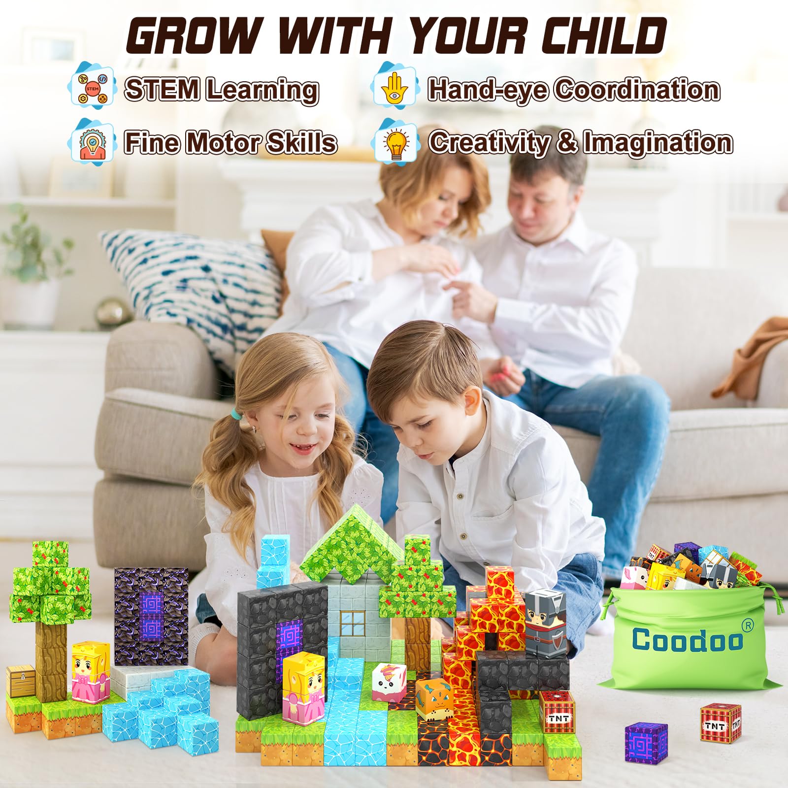 Foto 6 pulgar | Bloques Magnéticos Coodoo Build Mine Magnet World Magic Forest - Venta Internacional