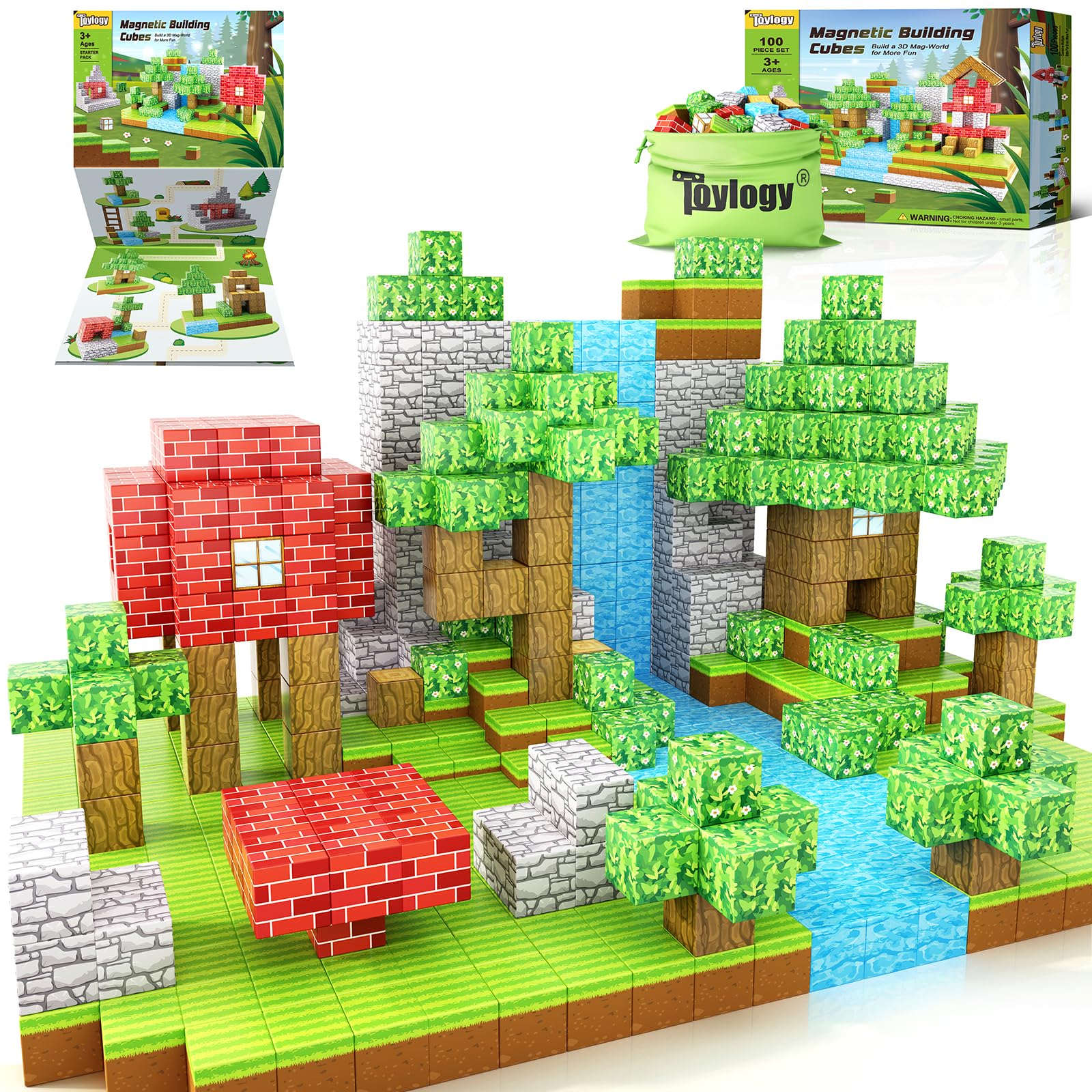 Bloques Magnéticos Toylogy, 100 Unidades, Para Niños Y Niñas Mayores De 3 Años - Venta Internacional.