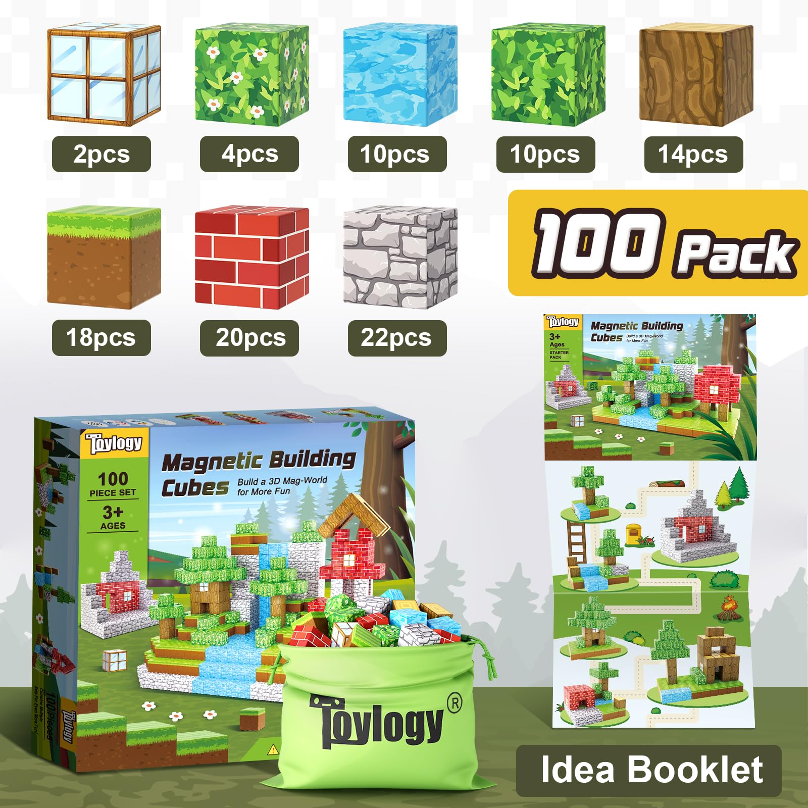 Foto 2 | Bloques Magnéticos Toylogy, 100 Unidades, Para Niños Y Niñas Mayores De 3 Años - Venta Internacional.