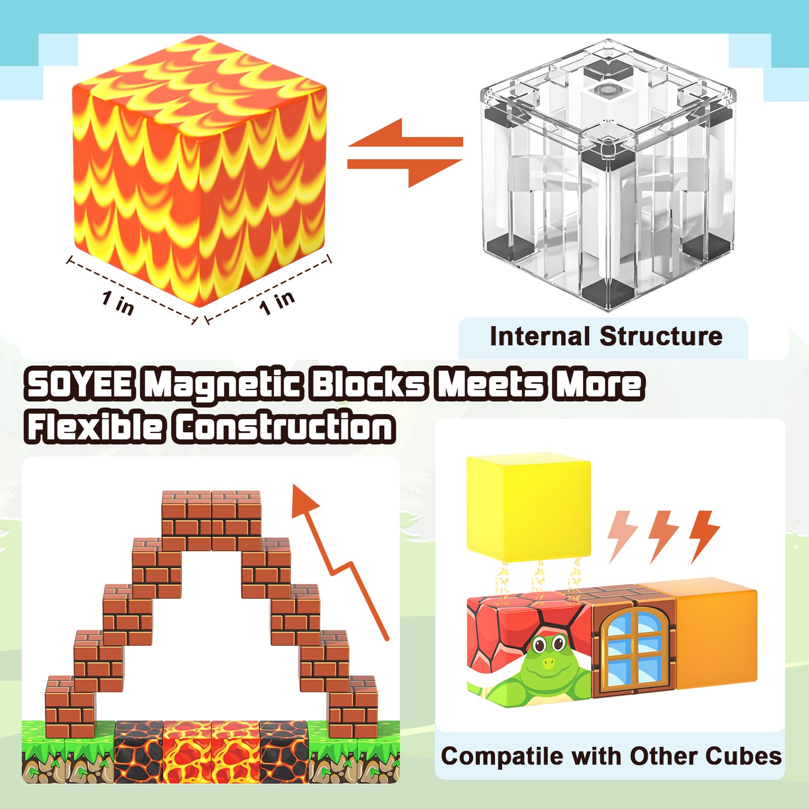 Foto 5 | Bloques De Construcción Magnetic Adventure Soyee Con Cubos De 1 Pulgada 3+y - Venta Internacional.