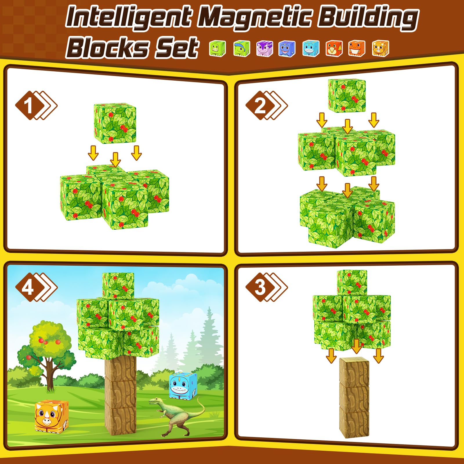 Foto 5 pulgar | Bloques Magnéticos, Dinosaurios, Juguetes, Coodoo Build Mine Magnet World - Venta Internacional.