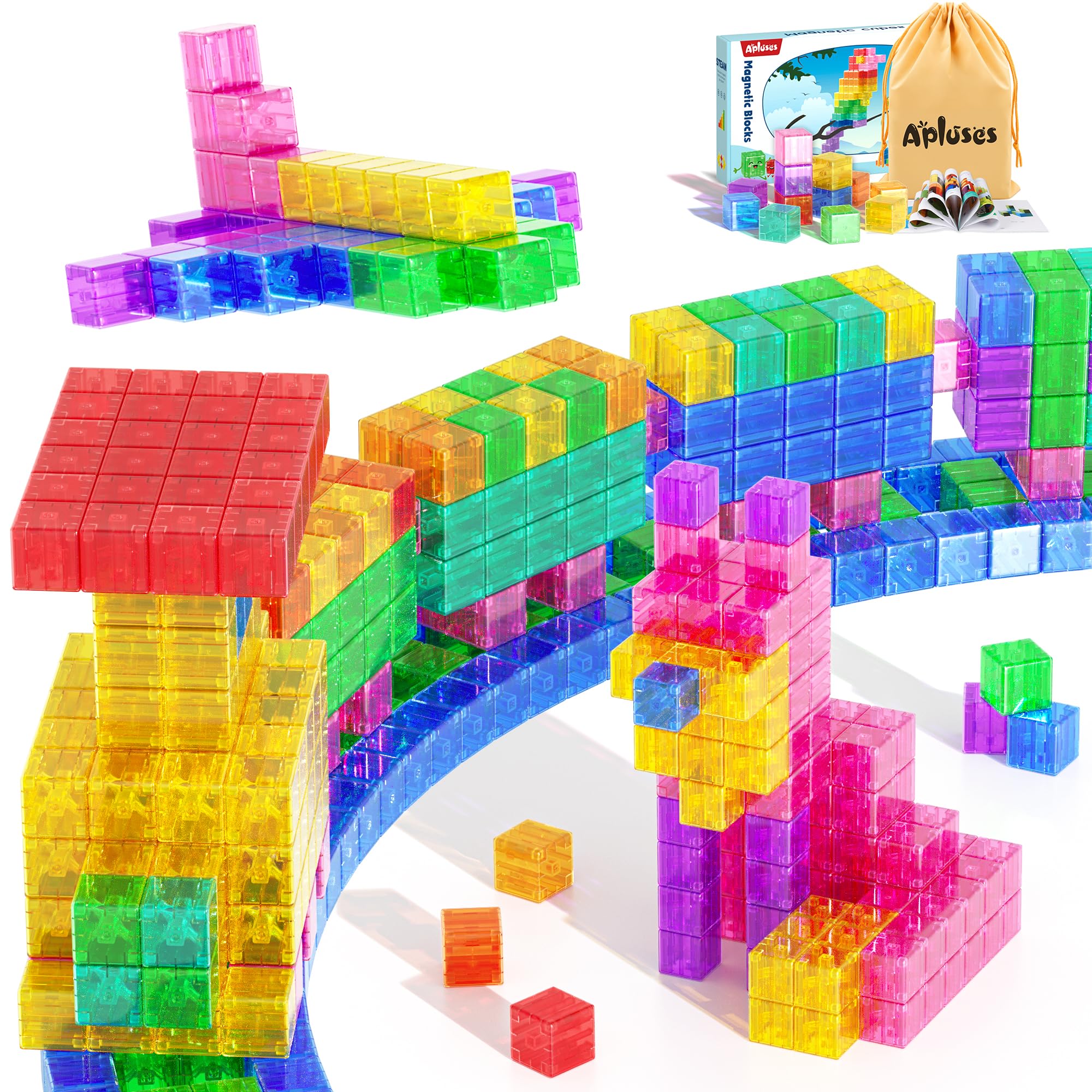 Foto 1 | Bloques Magnéticos Apluses, Cubos Magnéticos Transparentes, 45 Unidades - Venta Internacional.