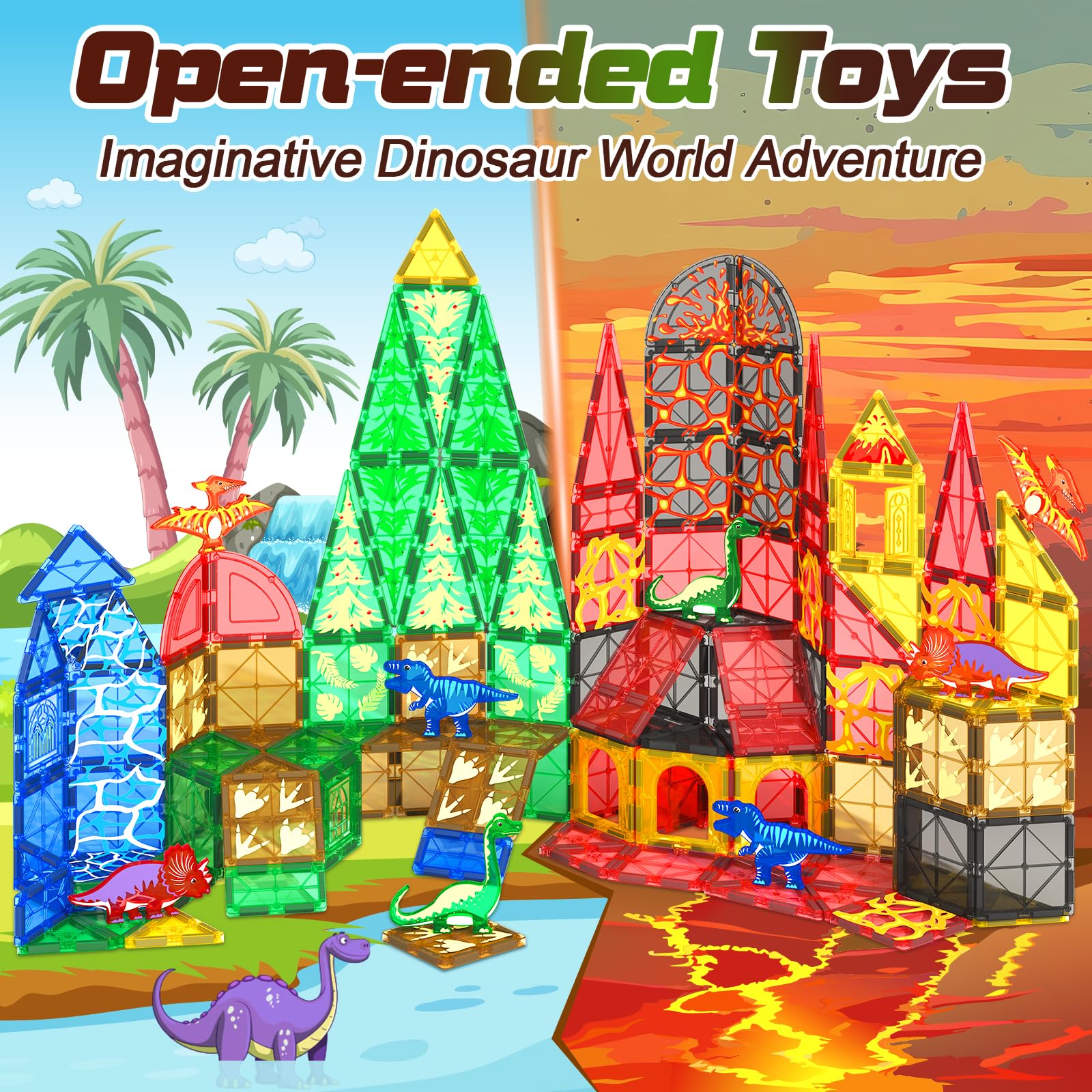 Foto 3 pulgar | Juguetes Magnéticos Con Forma De Dinosaurio, 102 Unidades, Con 8 Dinosaurios, Coodoo - Venta Internacional.