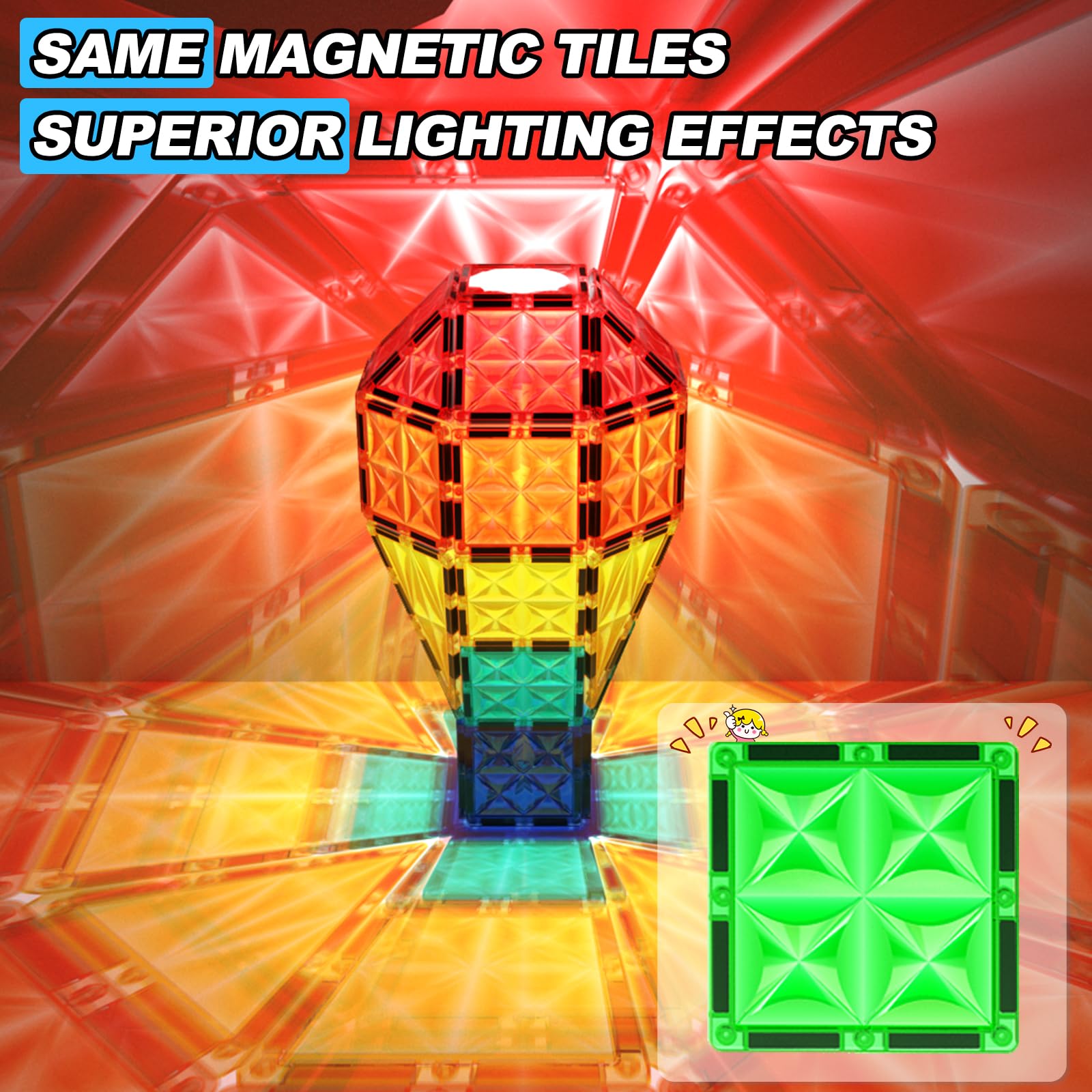 Foto 2 | Set De Iniciación Loovio Magnetic Tiles Con Vitral - Venta Internacional.