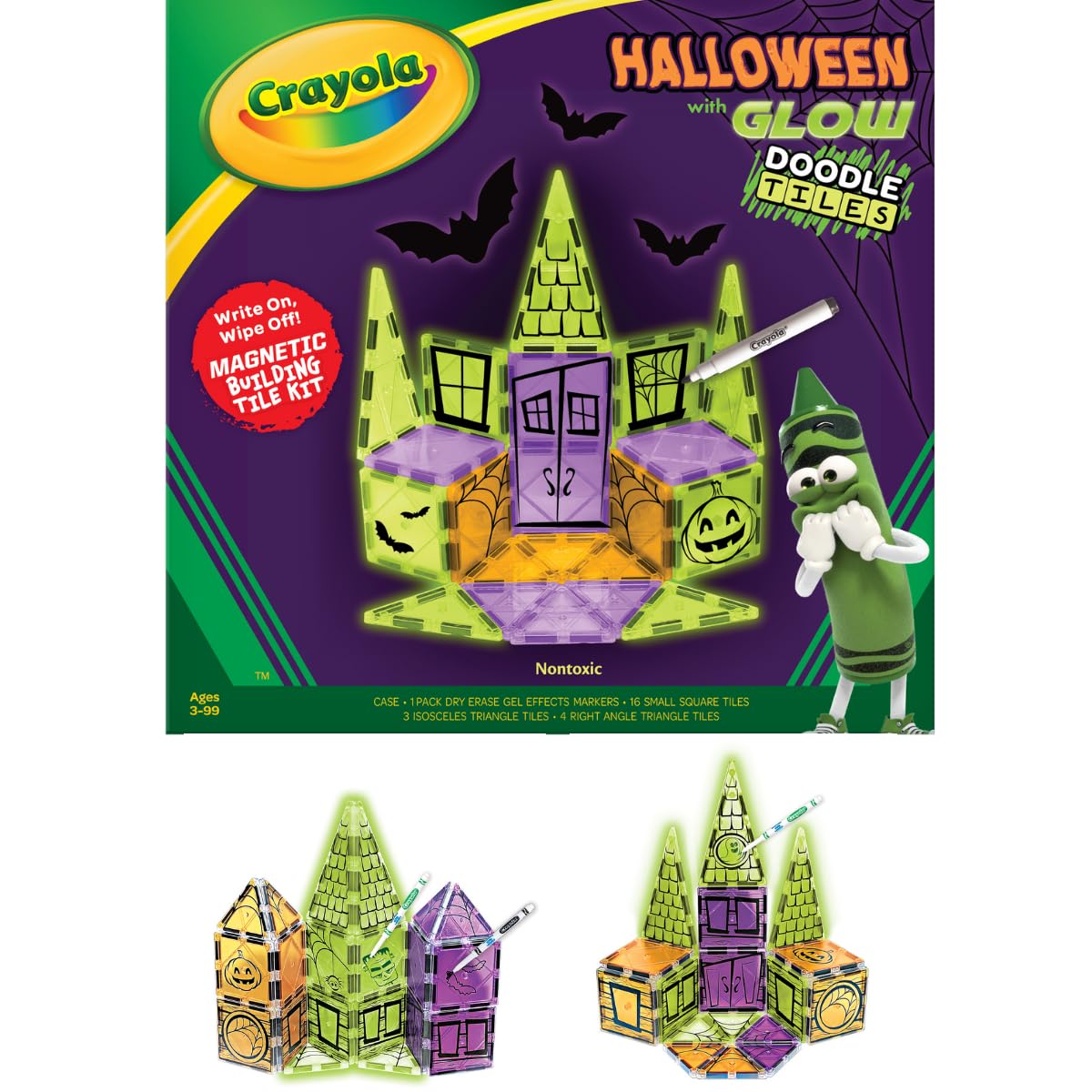 Foto 2 pulgar | Set De Azulejos Magnéticos Createon Crayola Halloween Glow Doodle - Venta Internacional.