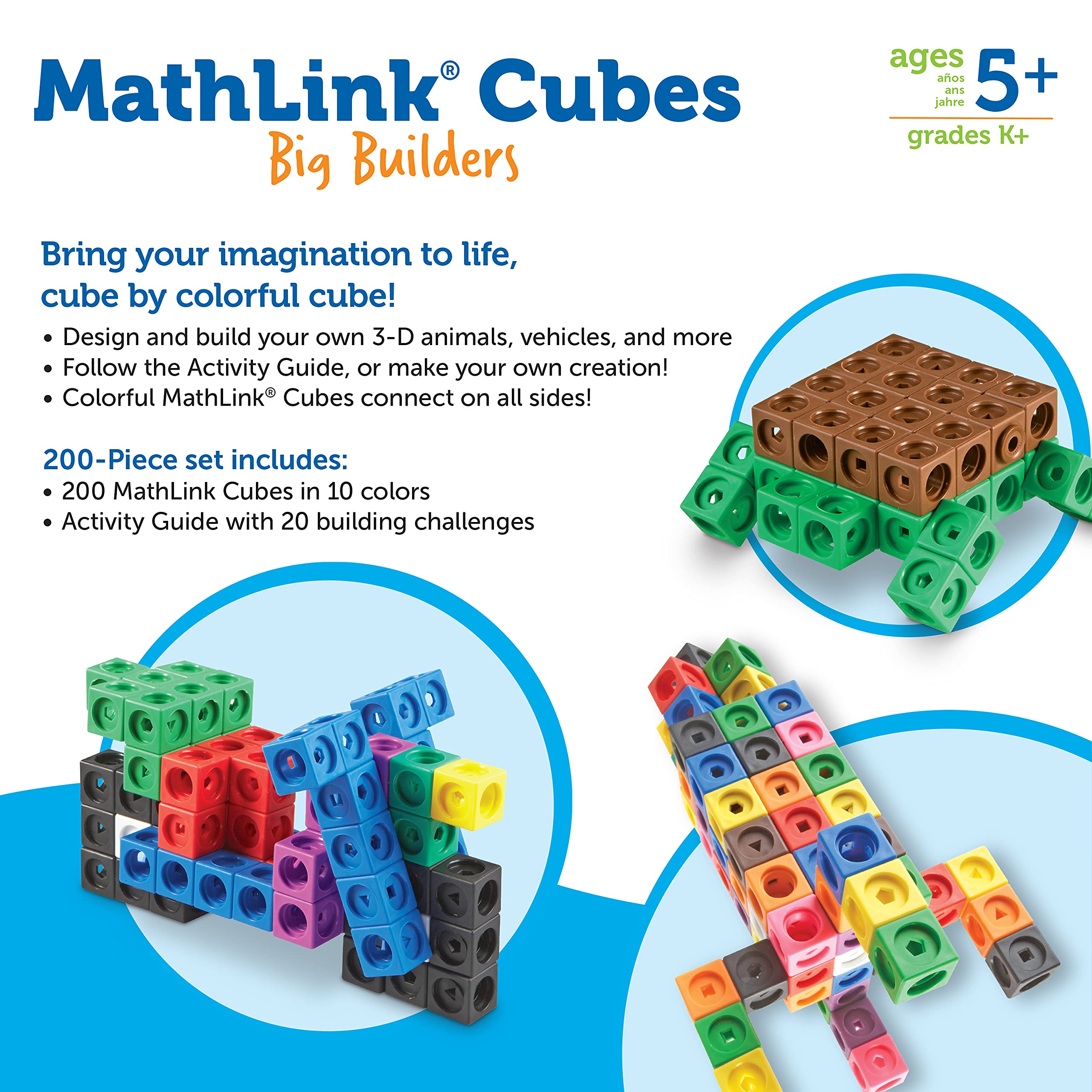 Foto 7 pulgar | Juego De 200 Unidades De Mathlink Cubes Big Builders Con Guía De Actividades - Venta Internacional.