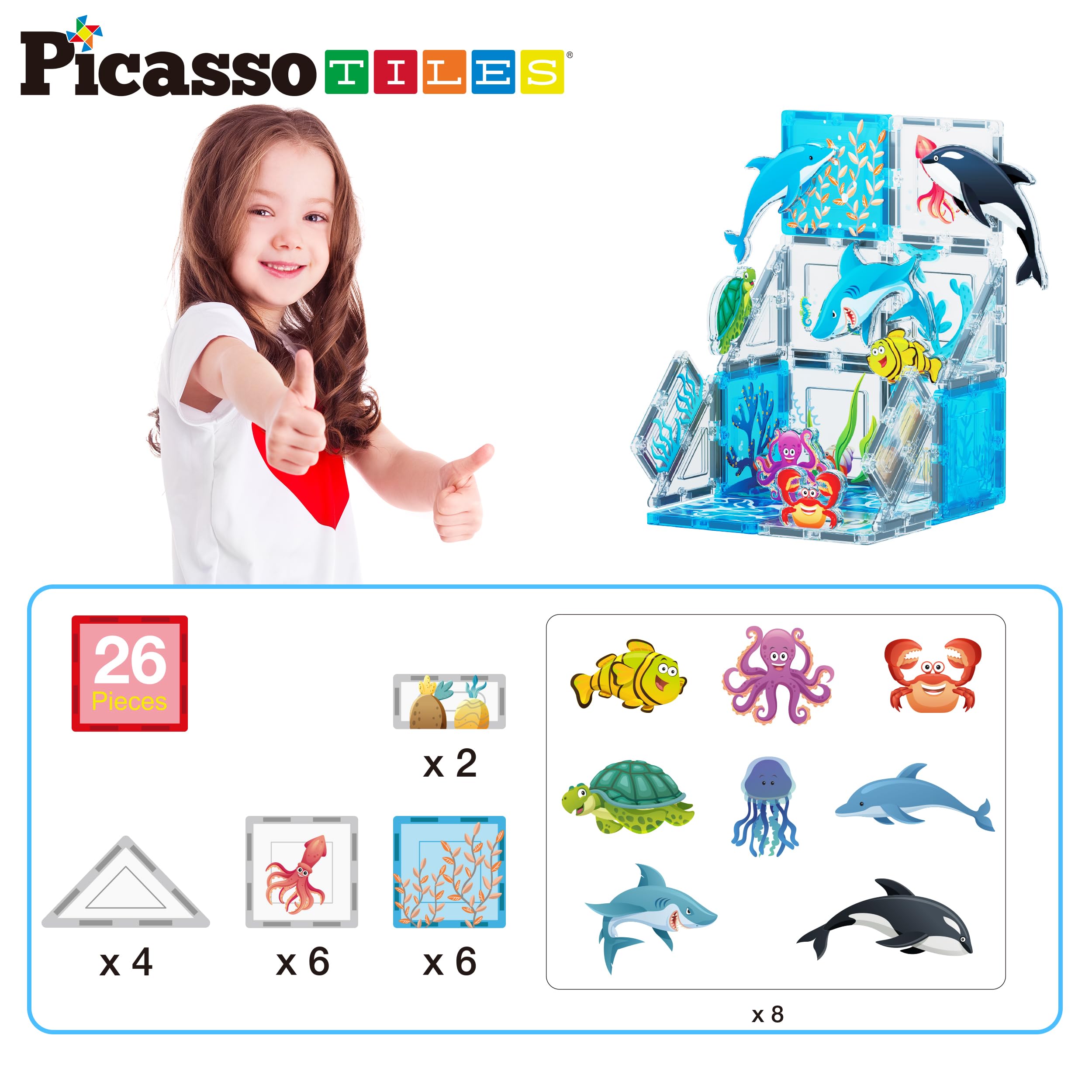 Foto 4 pulgar | Building Blocks Picassotiles Marine Animal World +3 Años - Venta Internacional.