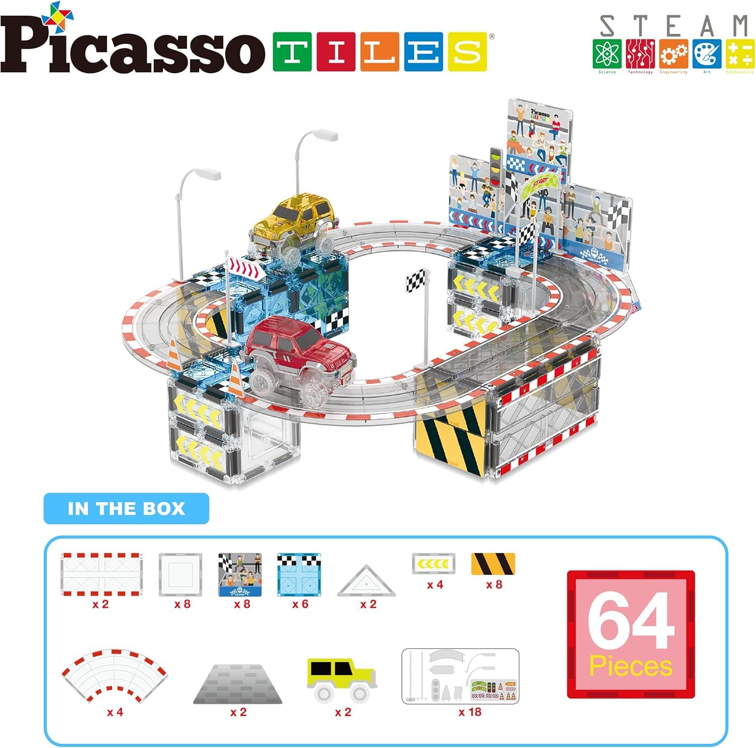 Foto 3 pulgar | Juguete De Construcción Picassotiles, Azulejo Magnético, Pista De Carreras - Venta Internacional.