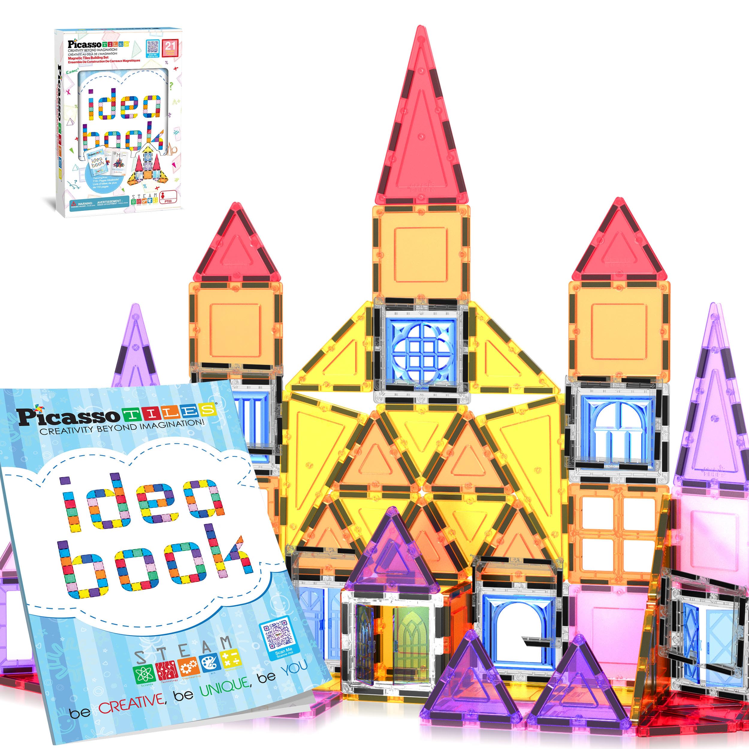 Juego De Bloques De Construcción De Azulejos Magnéticos Picassotiles, Más De 110 Ideas - Venta Internacional.