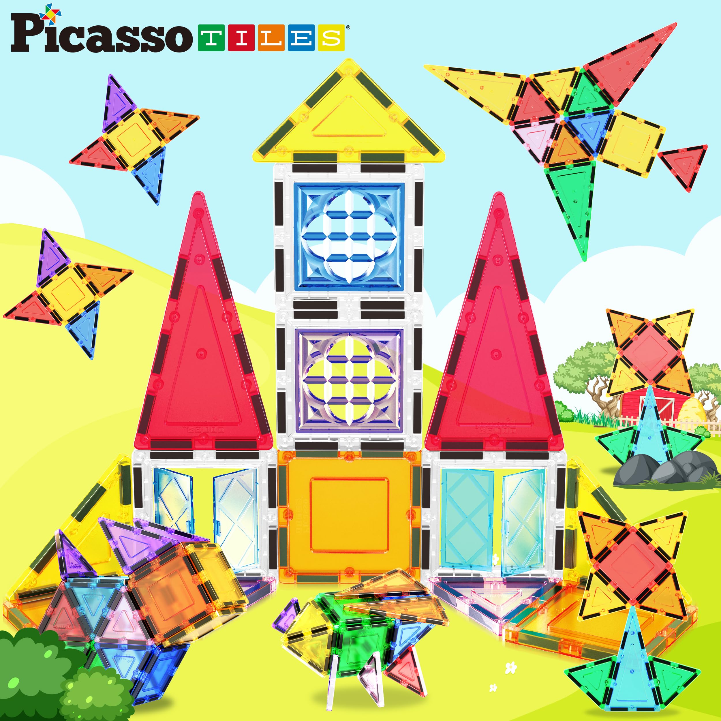 Foto 4 pulgar | Juego De Bloques De Construcción De Azulejos Magnéticos Picassotiles, Más De 110 Ideas - Venta Internacional.