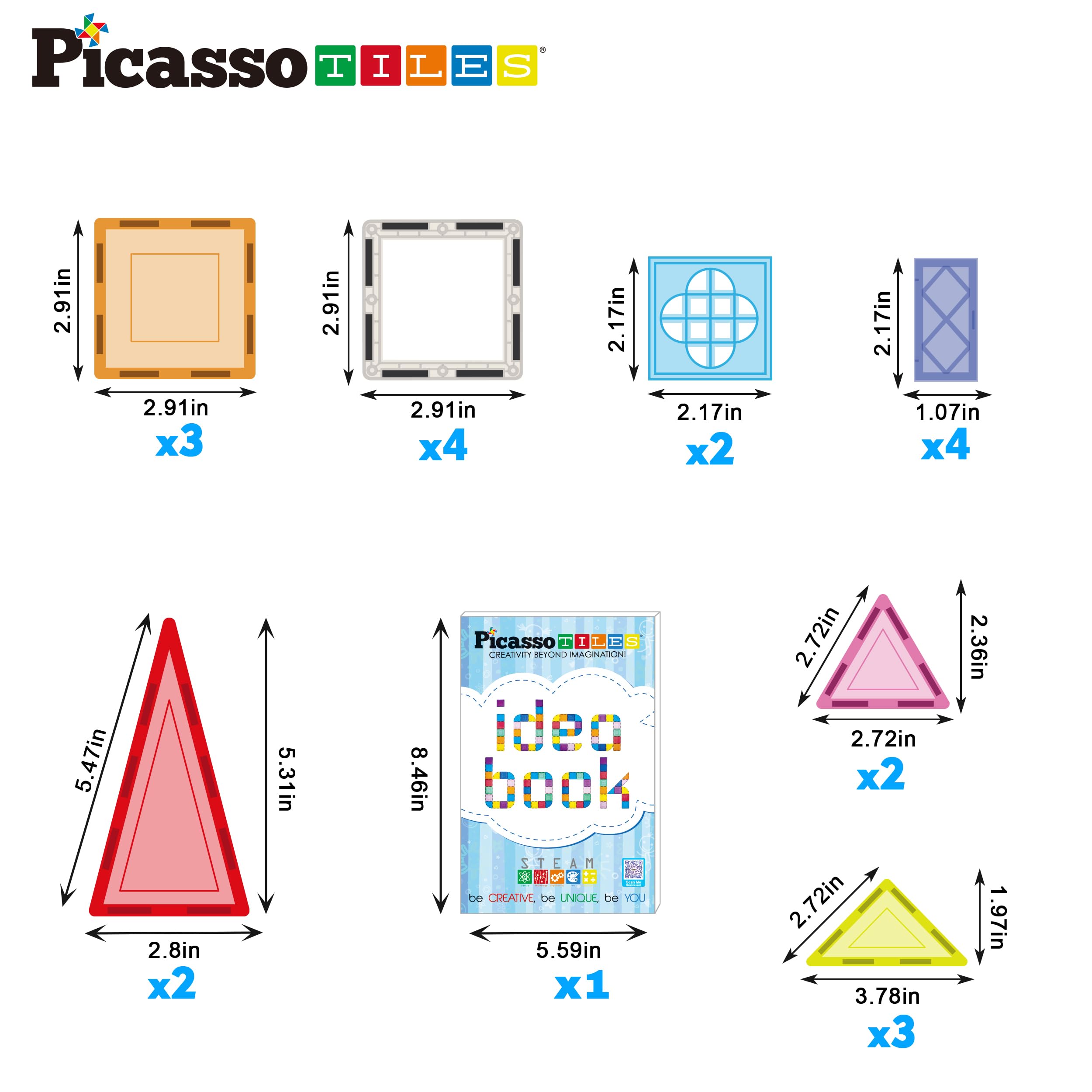Foto 7 pulgar | Juego De Bloques De Construcción De Azulejos Magnéticos Picassotiles, Más De 110 Ideas - Venta Internacional.