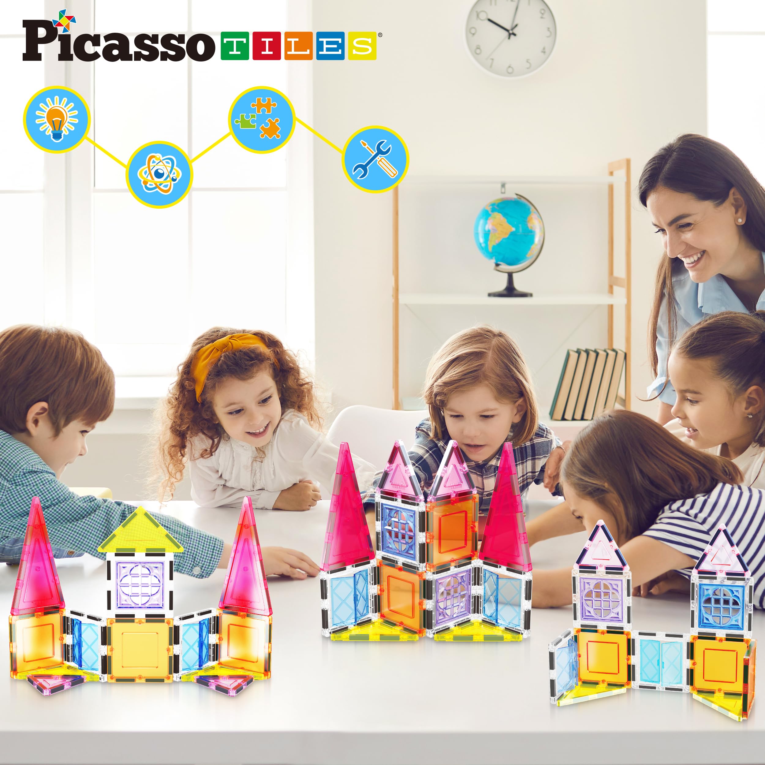 Foto 8 pulgar | Juego De Bloques De Construcción De Azulejos Magnéticos Picassotiles, Más De 110 Ideas - Venta Internacional.