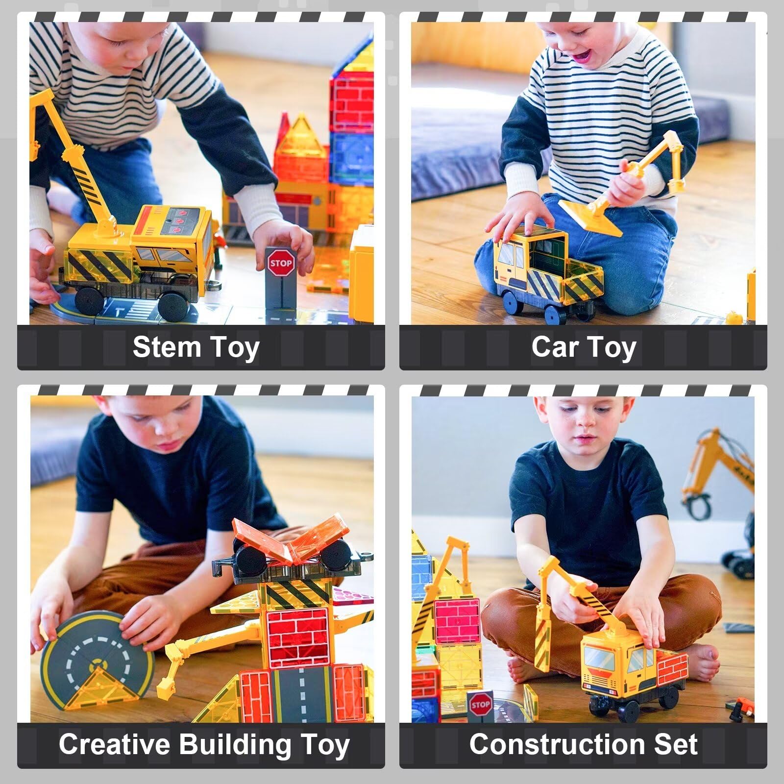 Foto 5 pulgar | Baldosas Magnéticas Soyee De Construction Toys Con Crane Road 32 Unidades - Venta Internacional