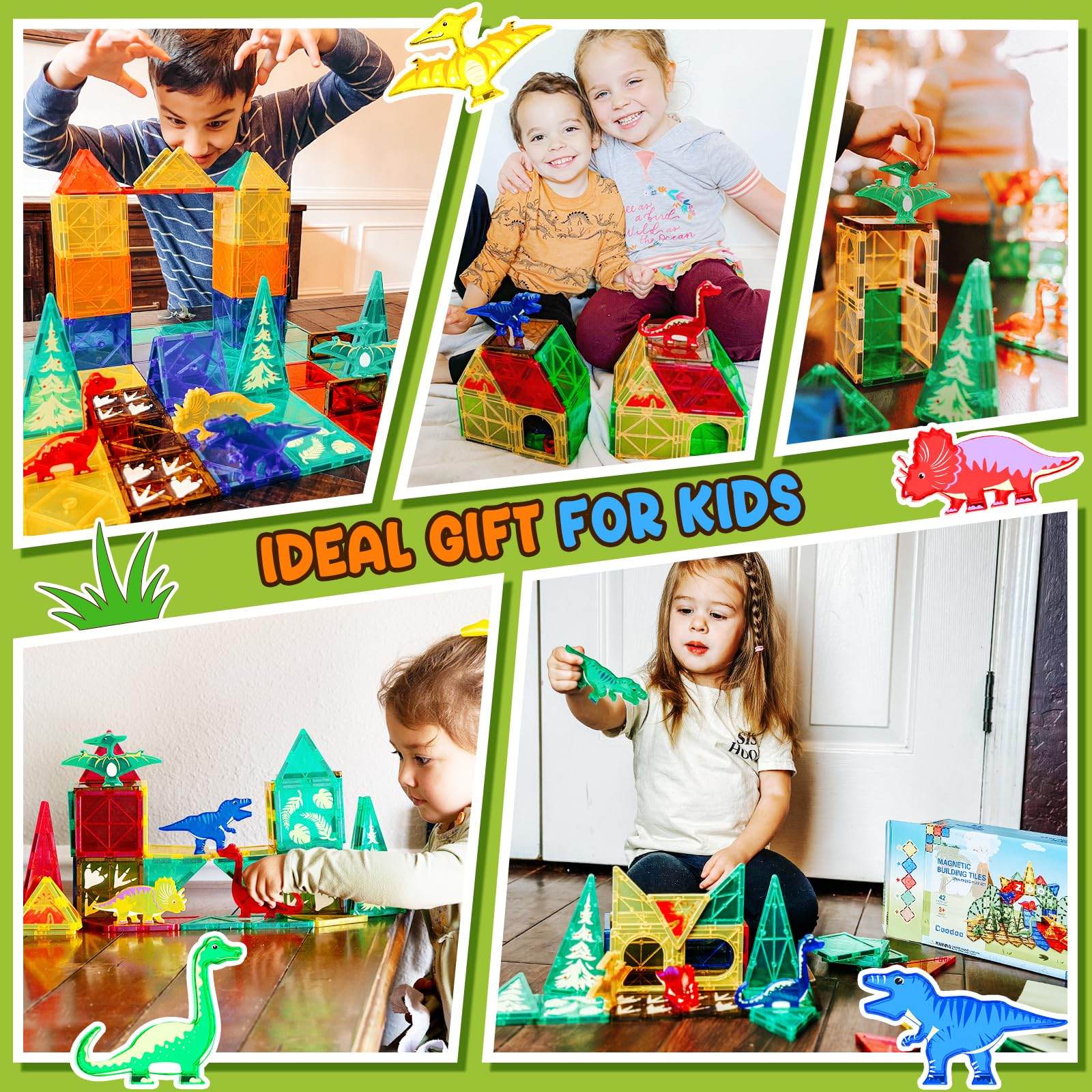 Foto 4 pulgar | Bloques De Construcción Magnéticos Coodoo Dinosaur Toys Para Más De 3 Años - Venta Internacional.