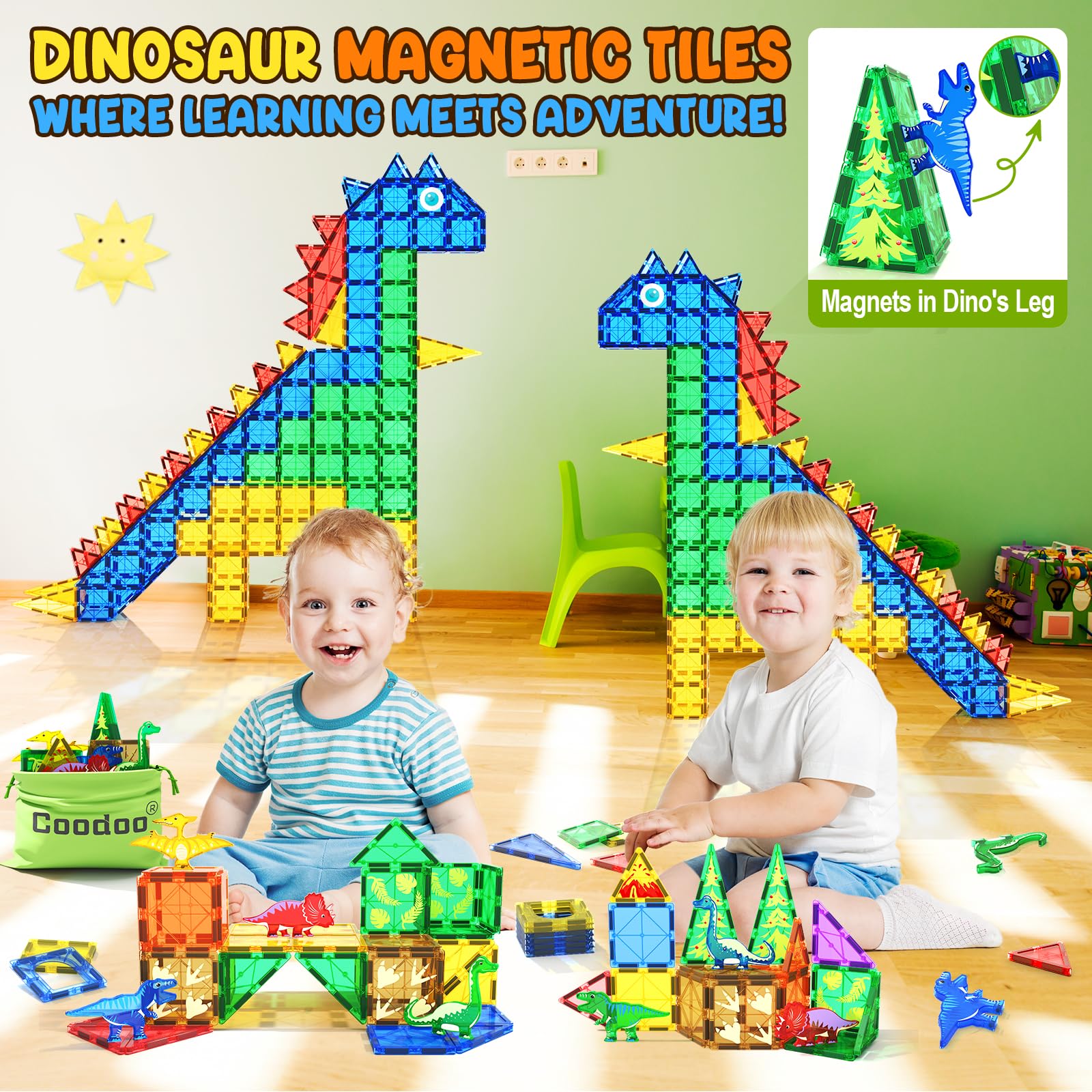 Foto 7 pulgar | Bloques De Construcción Magnéticos Coodoo Dinosaur Toys Para Más De 3 Años - Venta Internacional.
