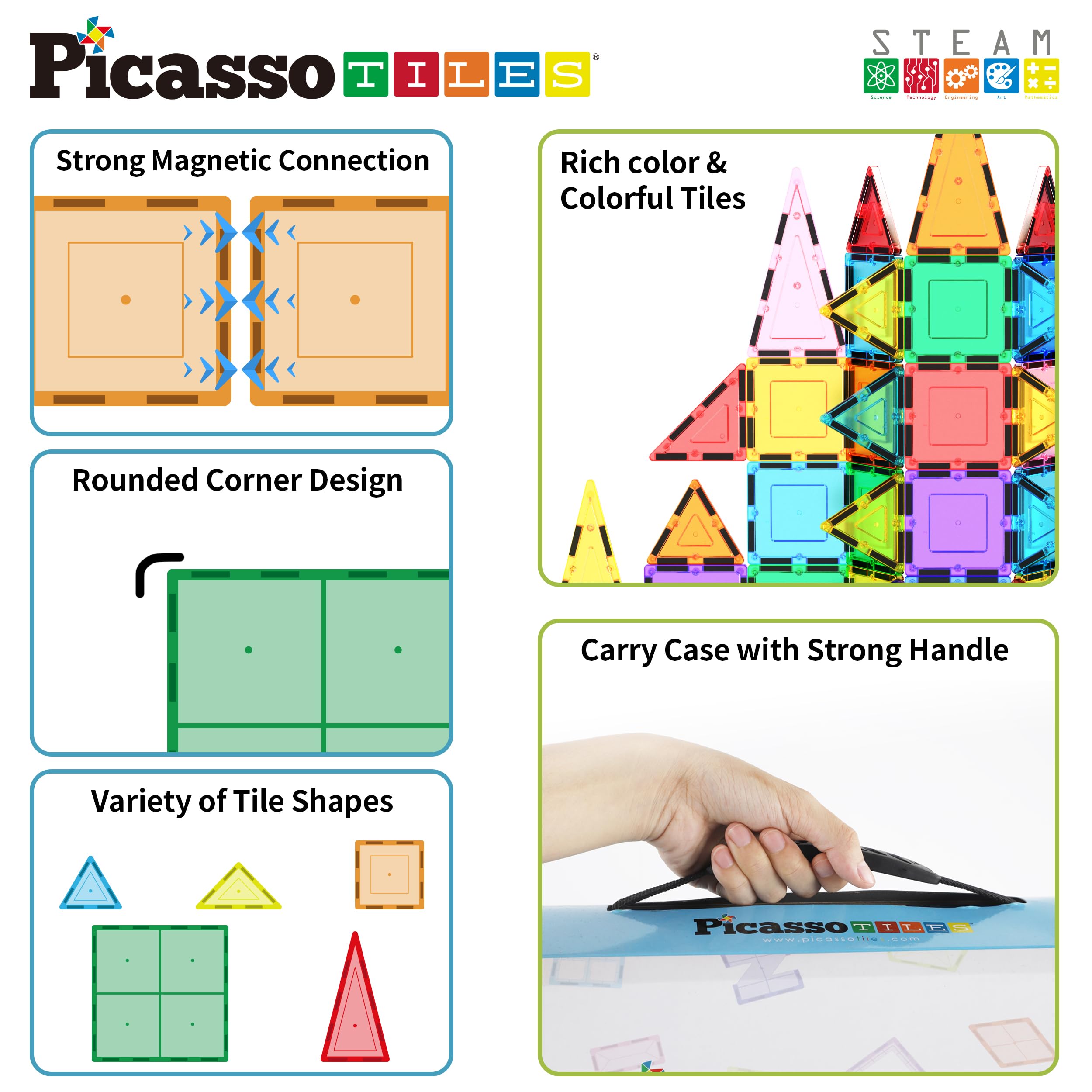 Foto 4 pulgar | Juego De Bloques De Construcción Magnéticos Picassotiles, 101 Piezas Con Estuche - Venta Internacional.