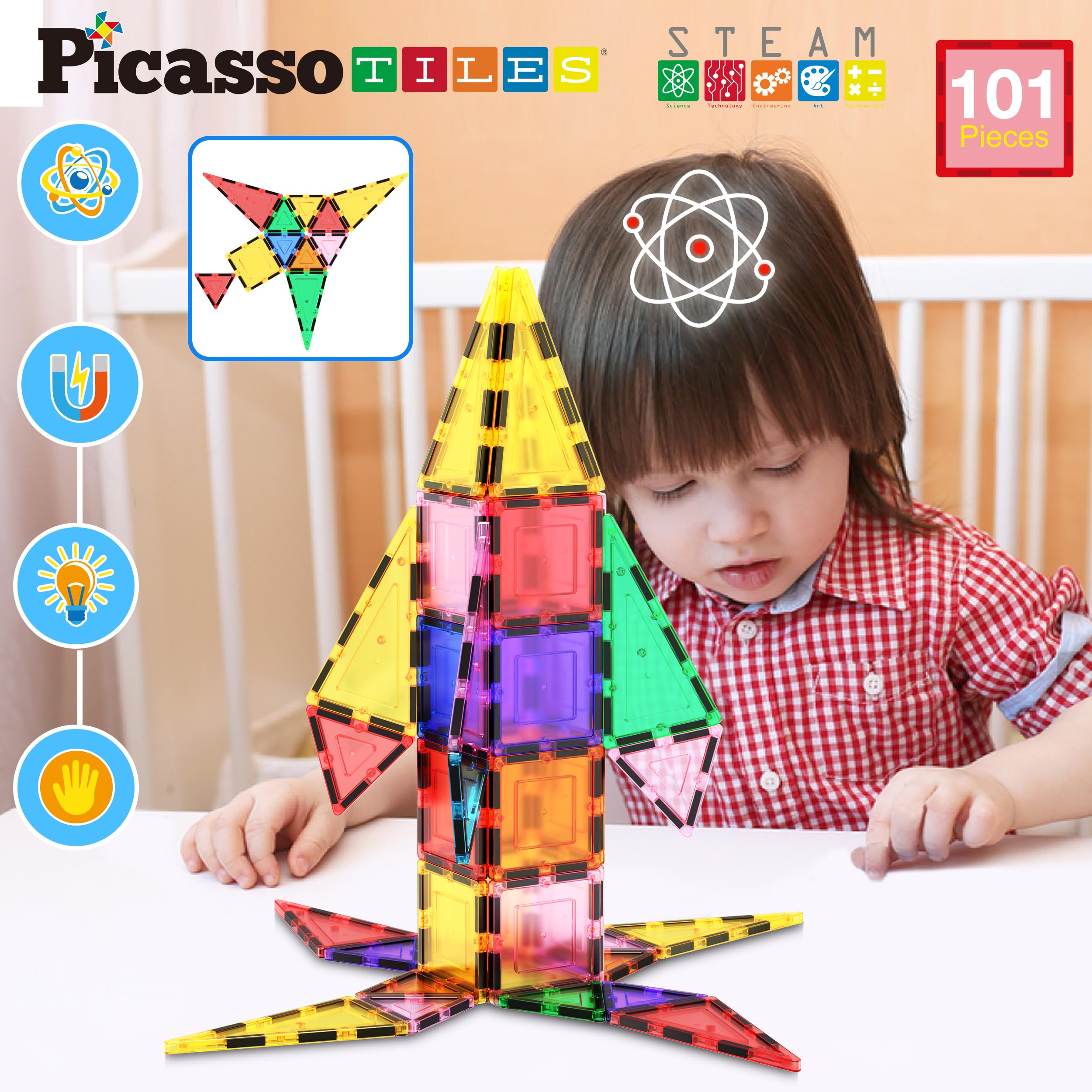 Foto 6 pulgar | Juego De Bloques De Construcción Magnéticos Picassotiles, 101 Piezas Con Estuche - Venta Internacional.