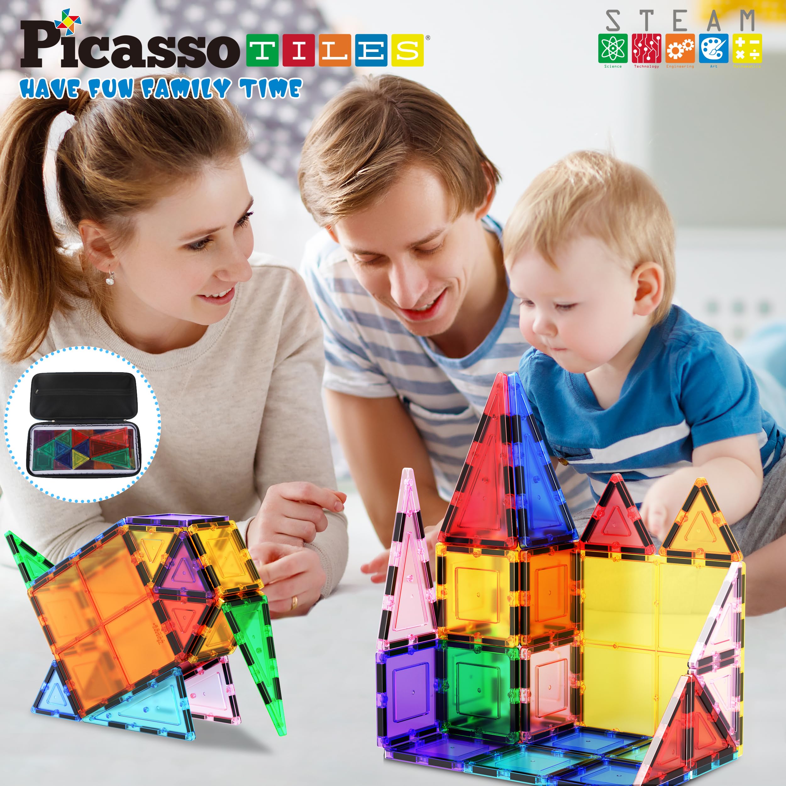 Foto 7 pulgar | Juego De Bloques De Construcción Magnéticos Picassotiles, 101 Piezas Con Estuche - Venta Internacional.