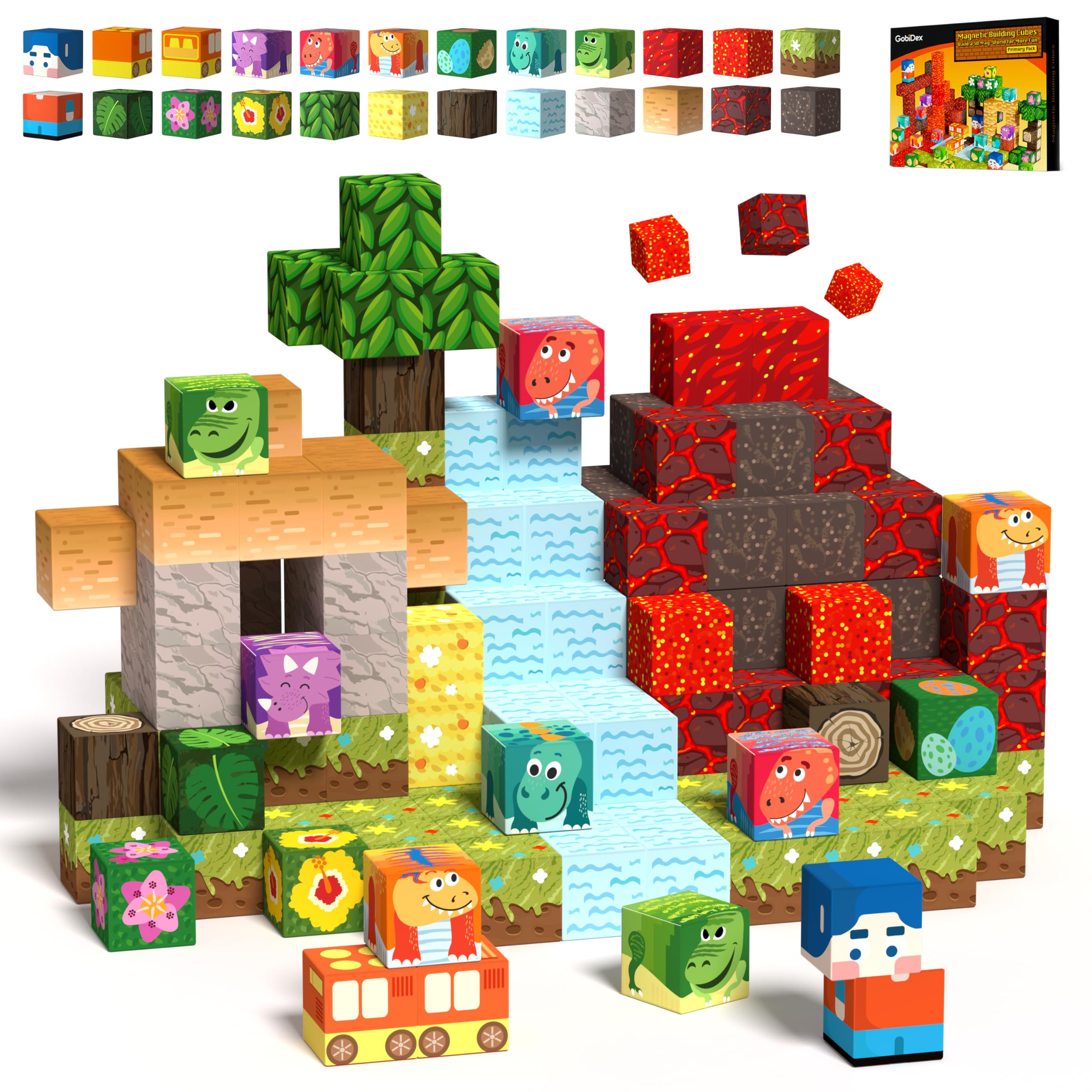 Set Bloques Magnéticos Gobidex Magwonder World Volcano Dinosaur - Venta Internacional